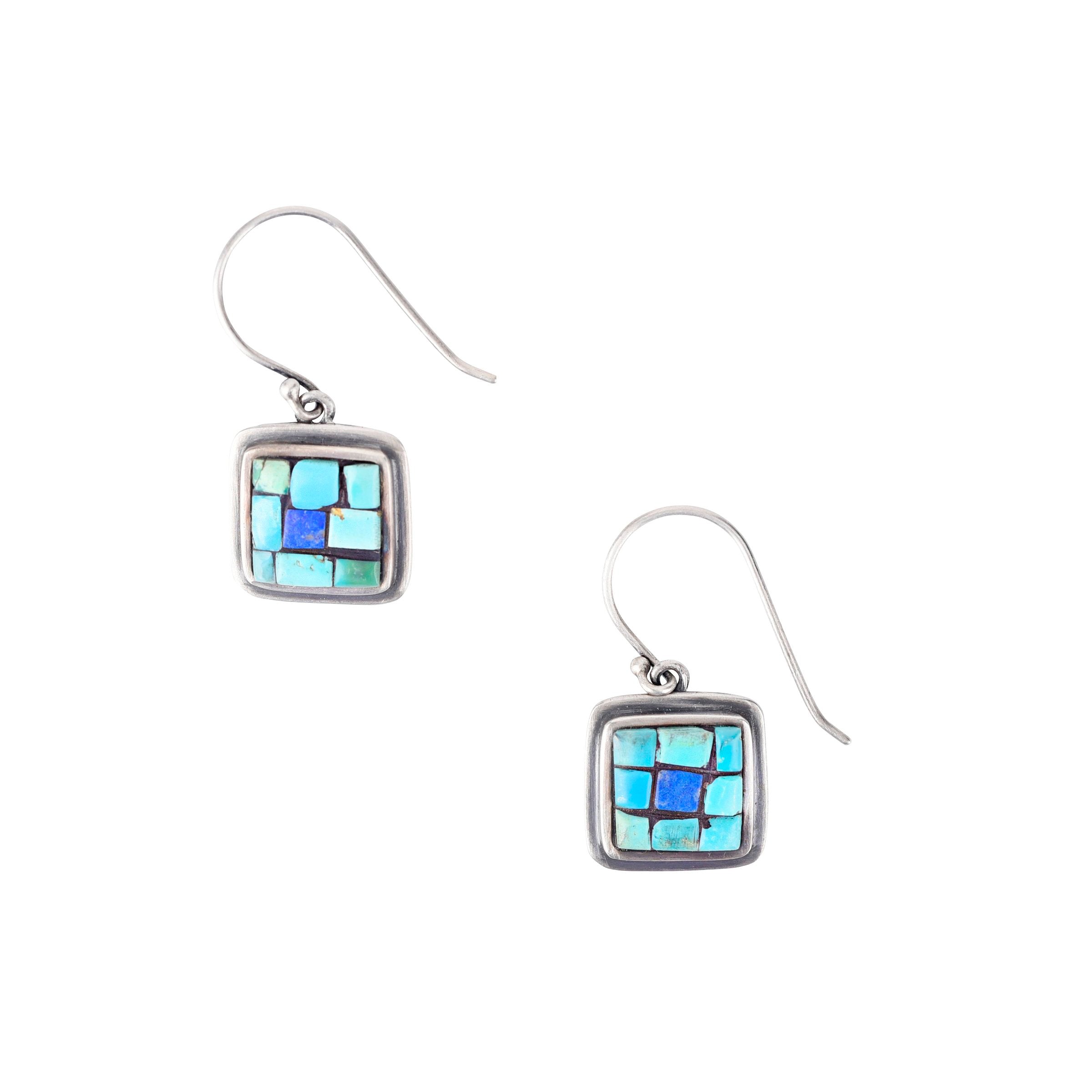 Nomad Mosaic Turquoise and Lapis Earrings