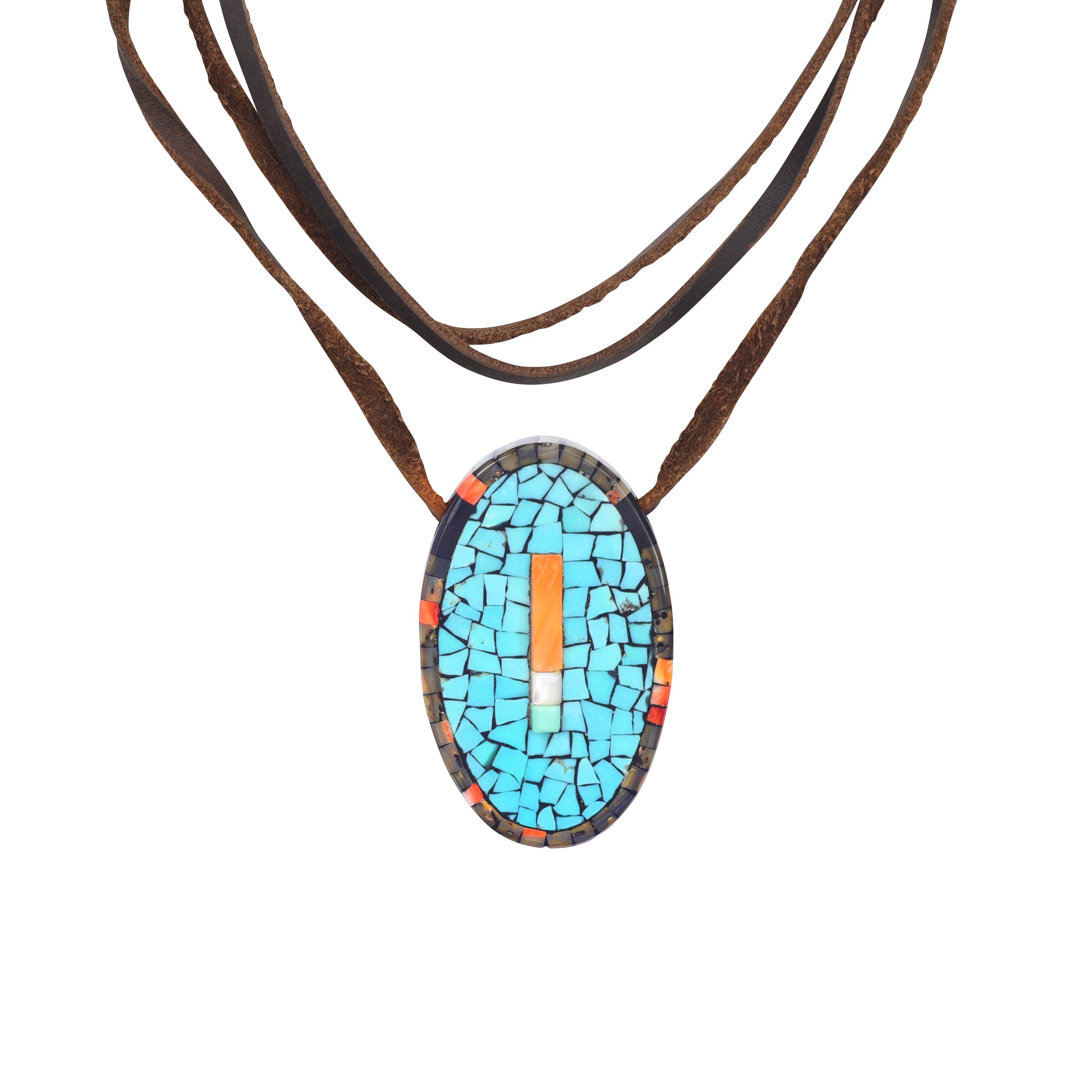 Rey and Farrell Pacheco Mosaic Pendant on Leather