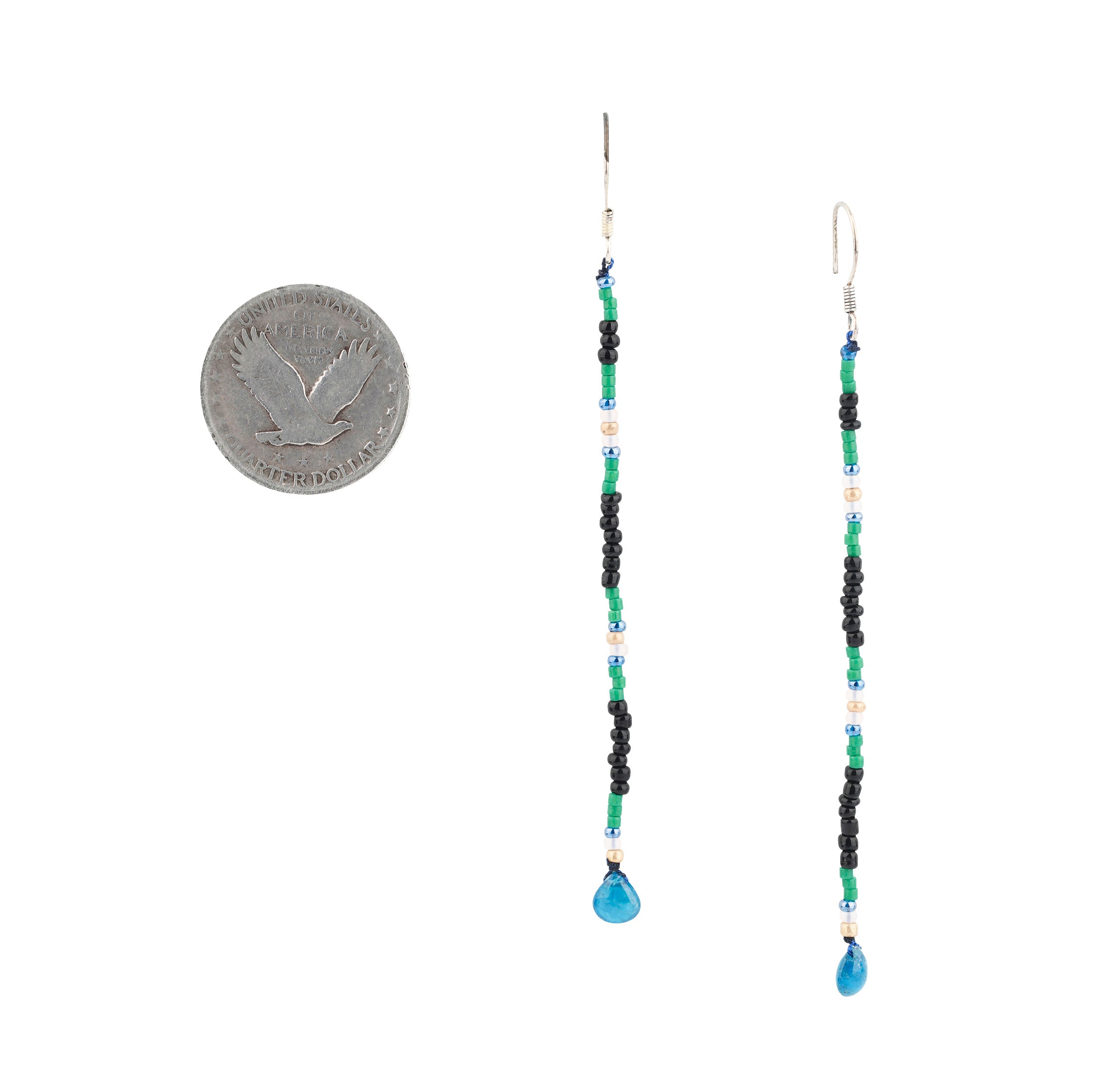 Glass beaded earrings with Neo Appetite Brio charm at the bottom on Sterling Silver Ear wires. 