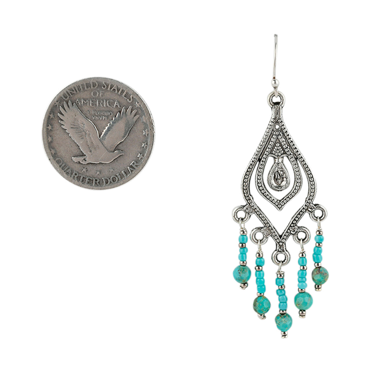 Turquoise Chandelier Earrings with dangling sterling silver details 