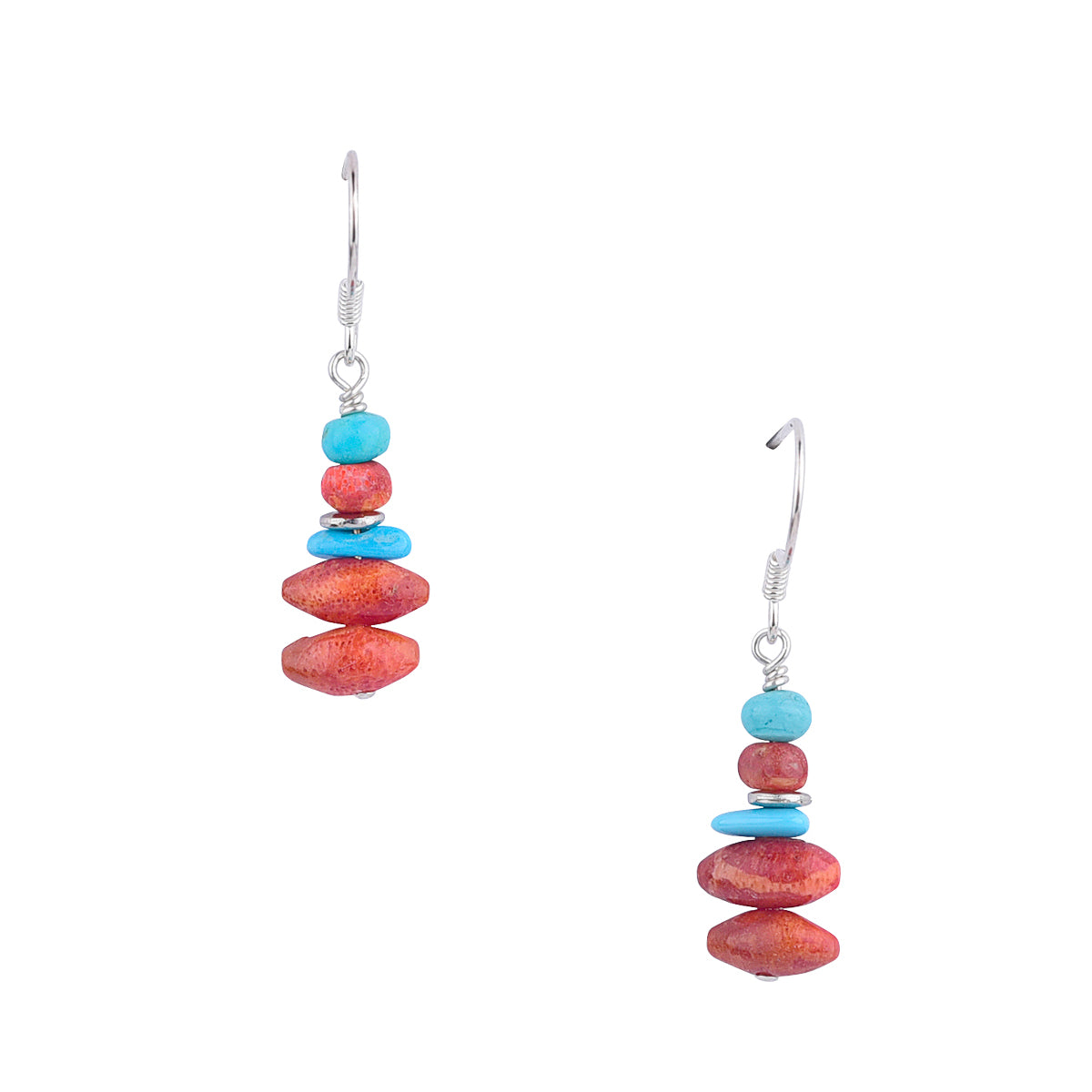 Coral & Turquoise Stack Earrings