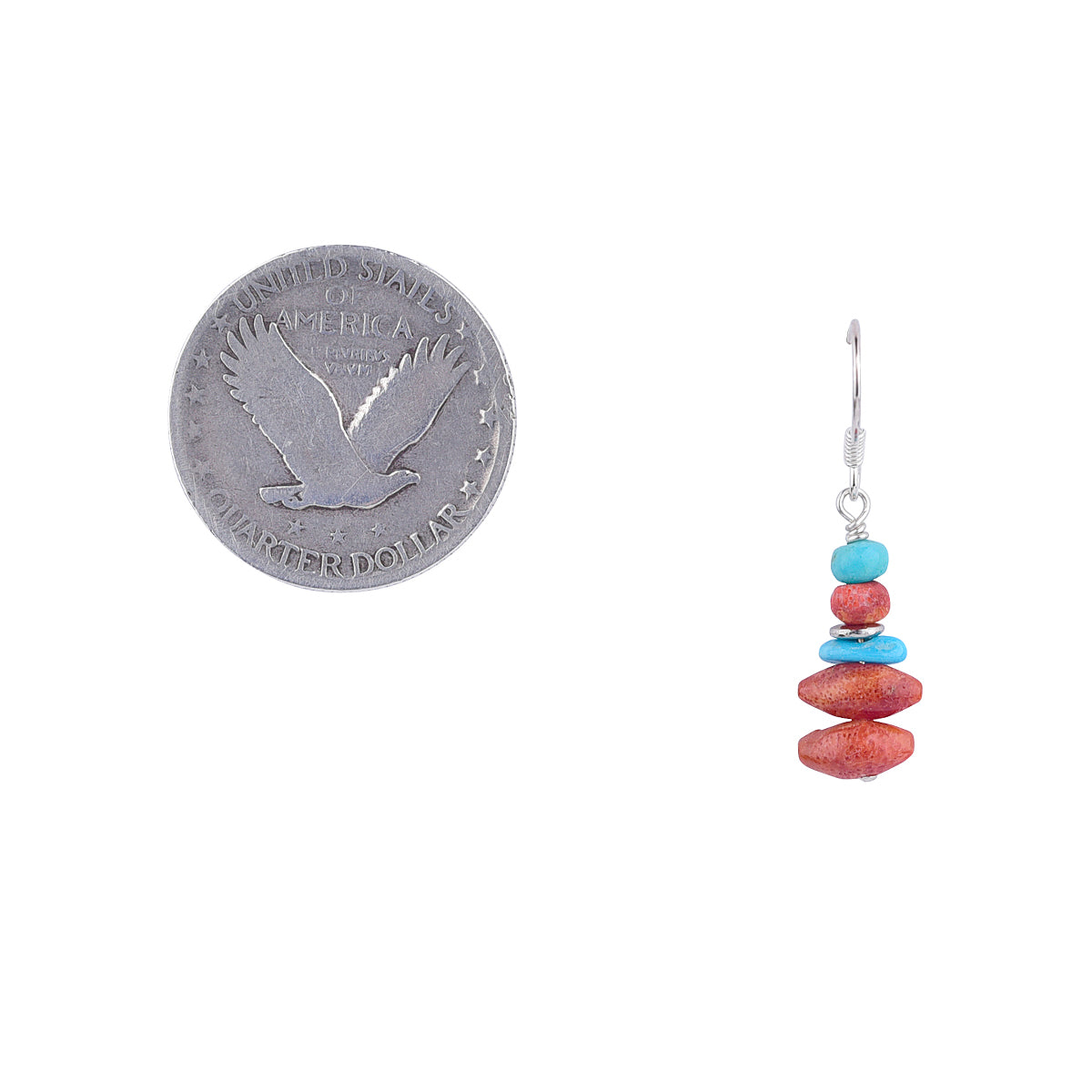 Coral & Turquoise Stack Earrings