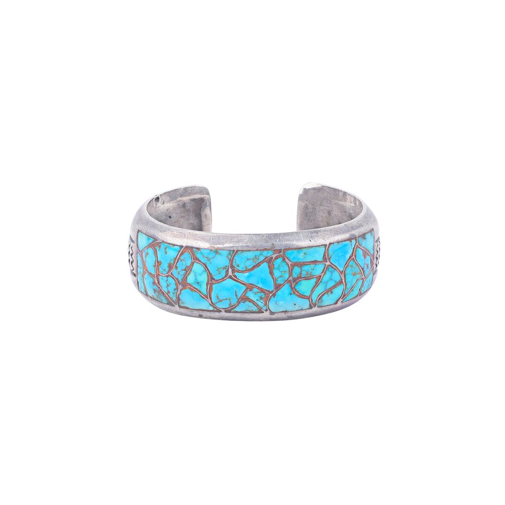 Vintage Turquoise Wavy Path Cuff