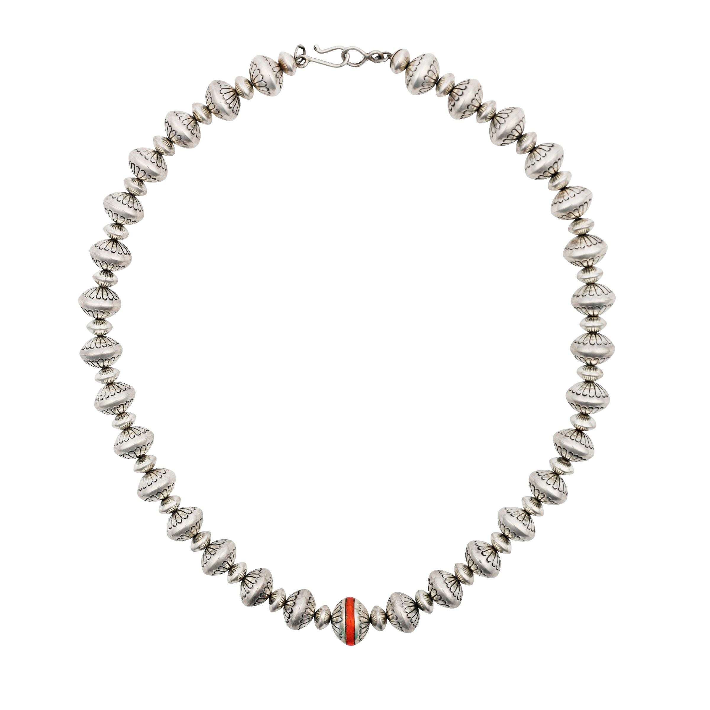 Marie Yazzie Silver and Coral Necklace