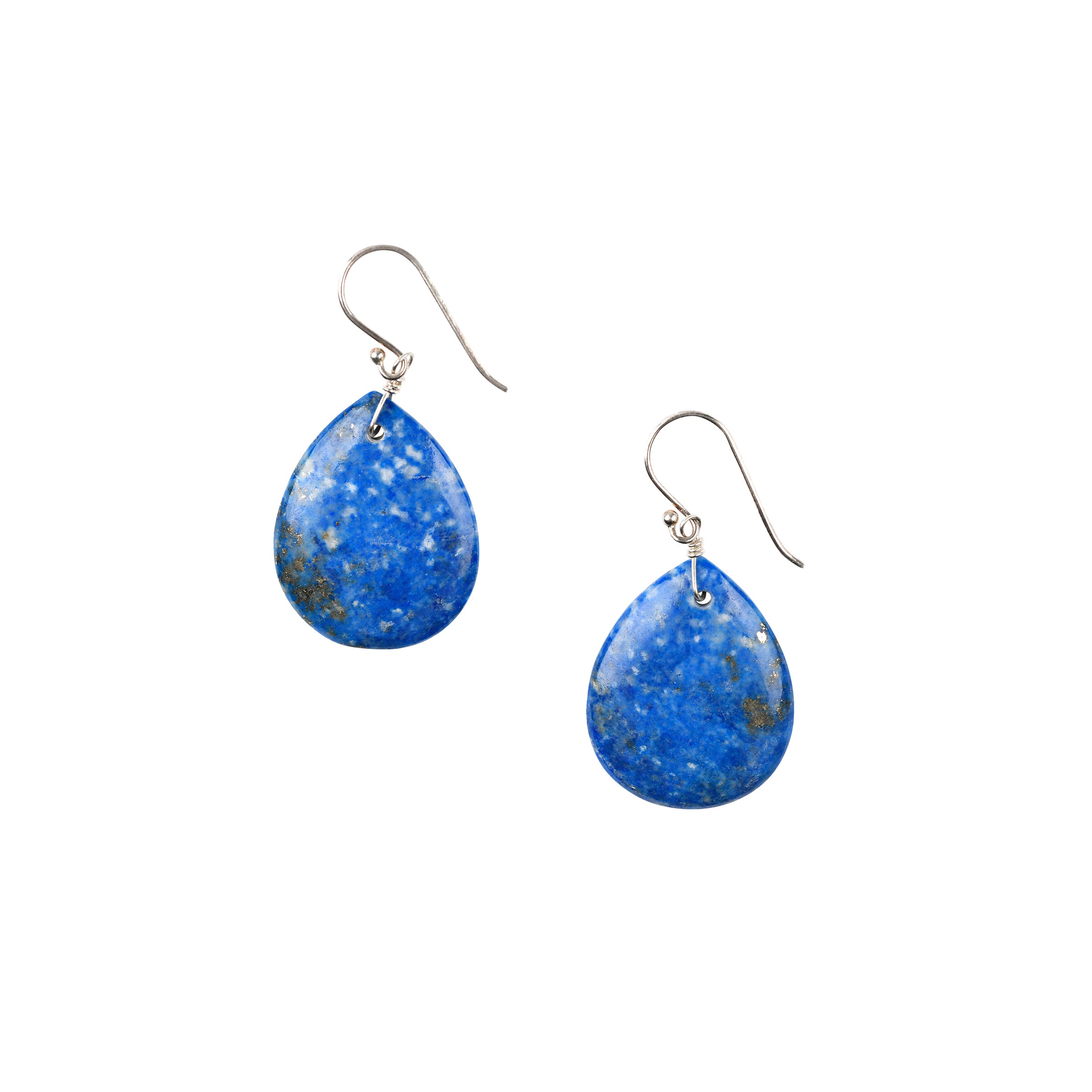 A pair of large Blue Lapis teardrop earrings on Sterling Silver ear wires