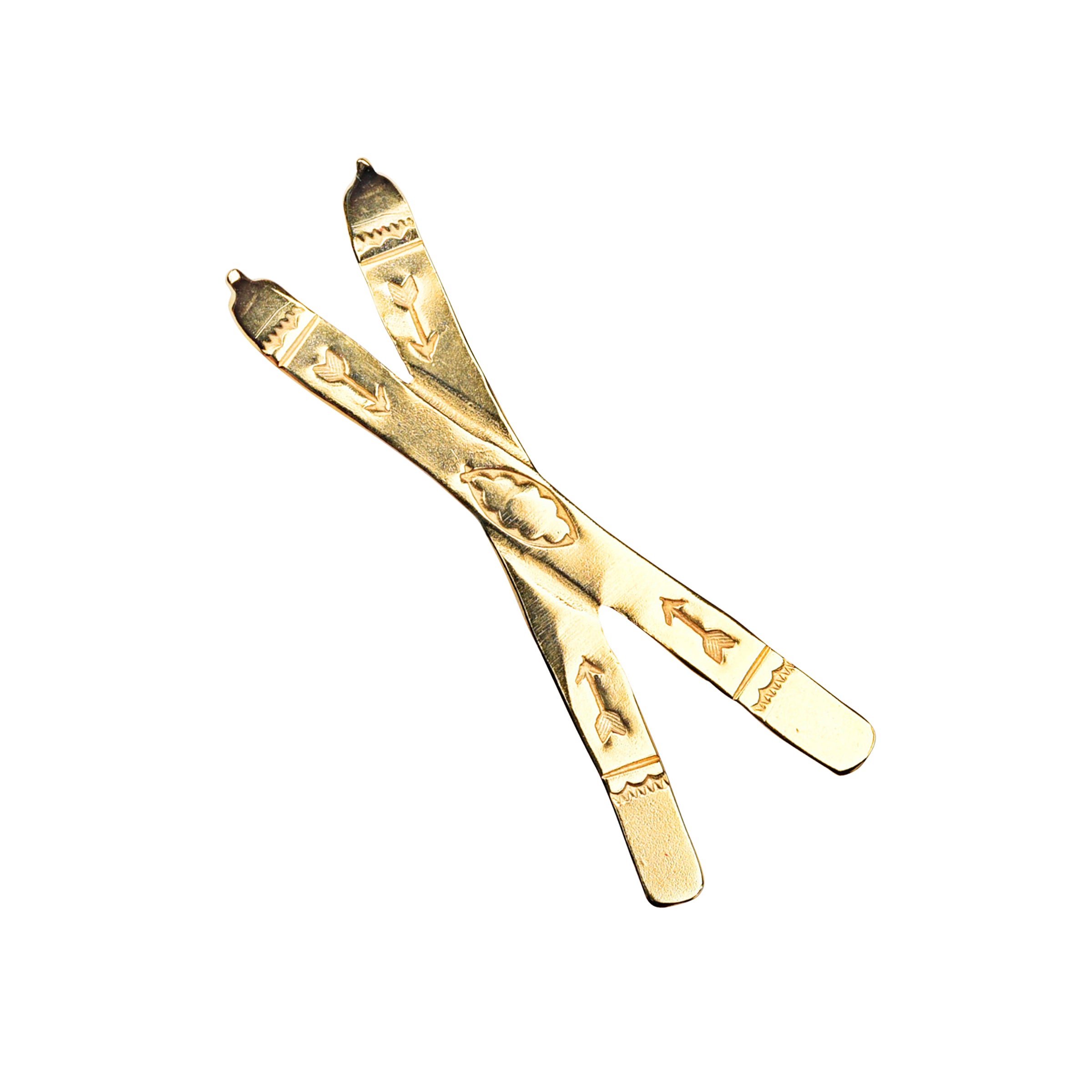 Joe Eby 14K gold plate skis pin.