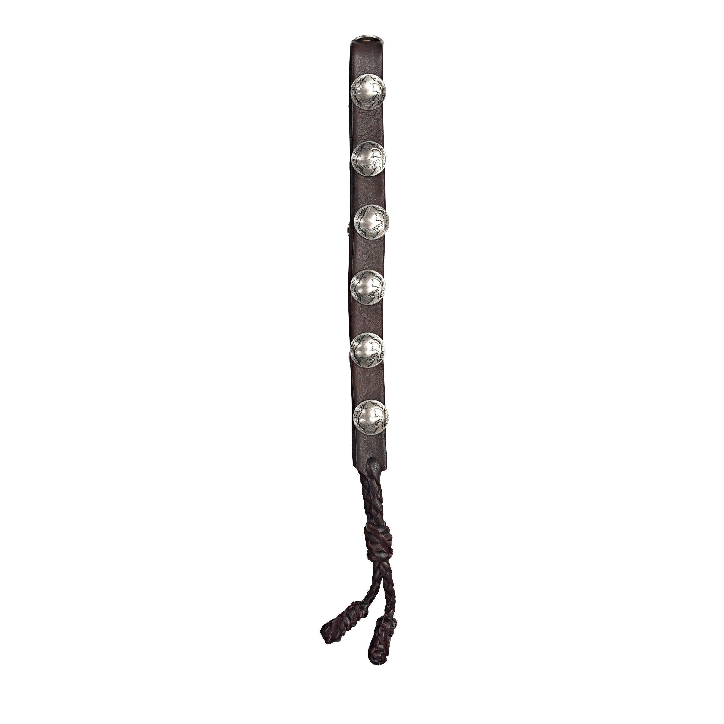 Lampman Buffalo Nickel Hatband with Braided Leather Ends - Brown