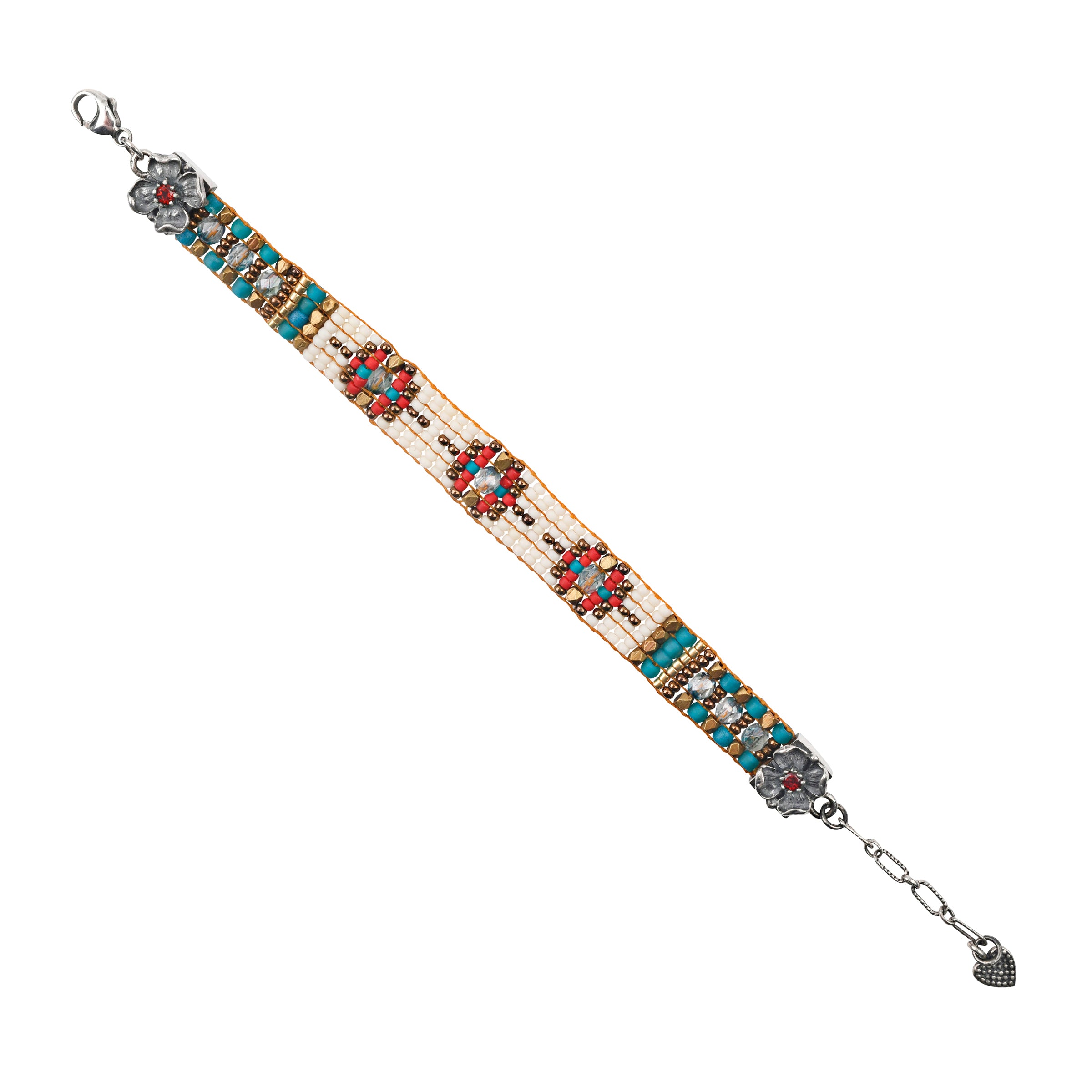 Woven by hand using glass beading in Santa Fe, NM. This piece was a Sundance Catalog favorite!