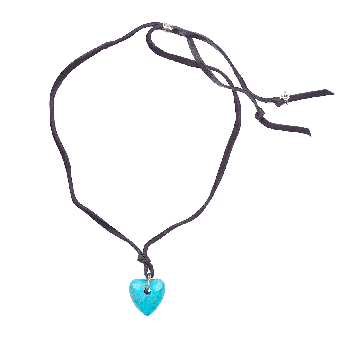 Handcarved Turquoise Heart Pendant on Deerskin Leather with slider bead adjustable length cord. 