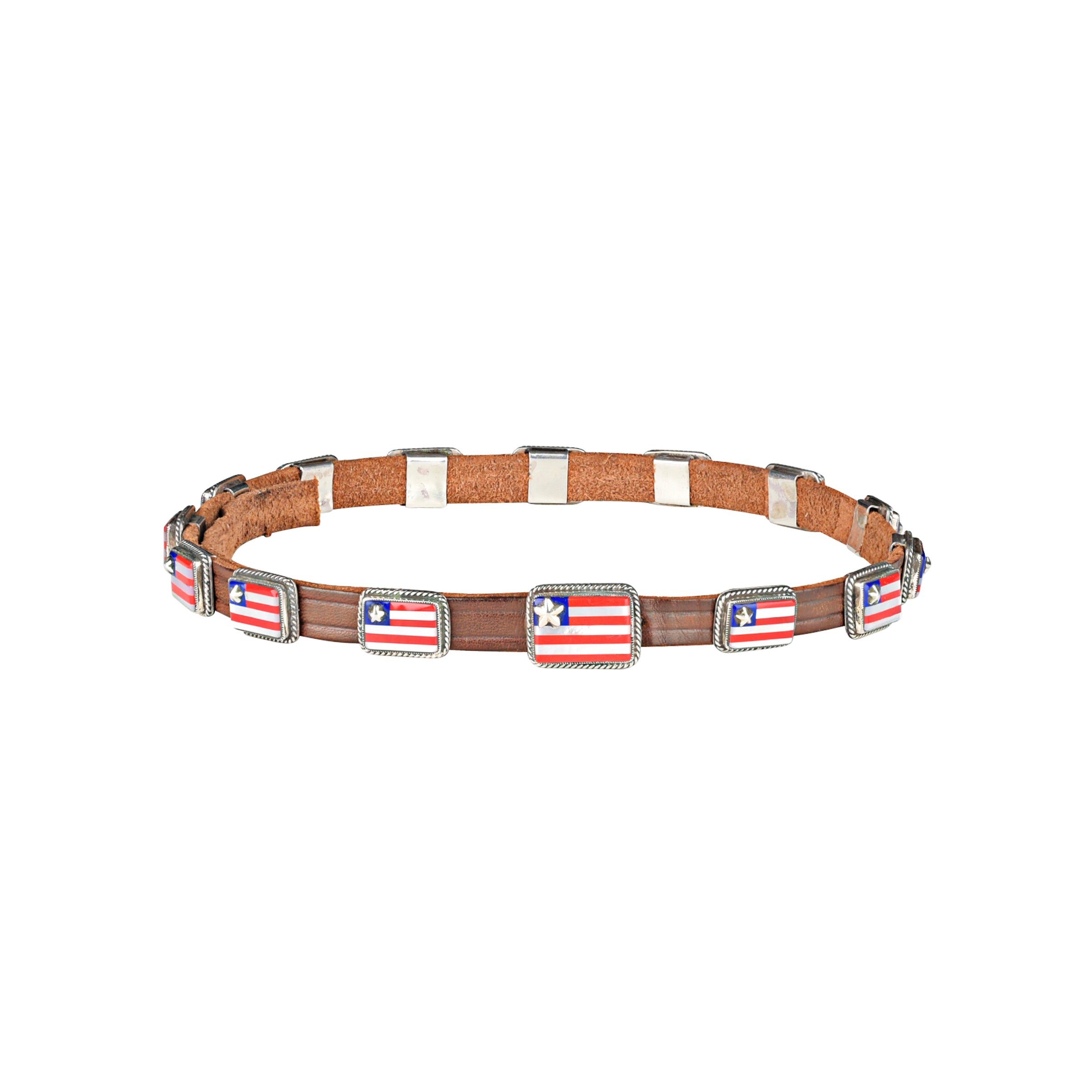 Handmade Leather, Mother of Pearl, Lapis, Coral beaded hatband from Arizona