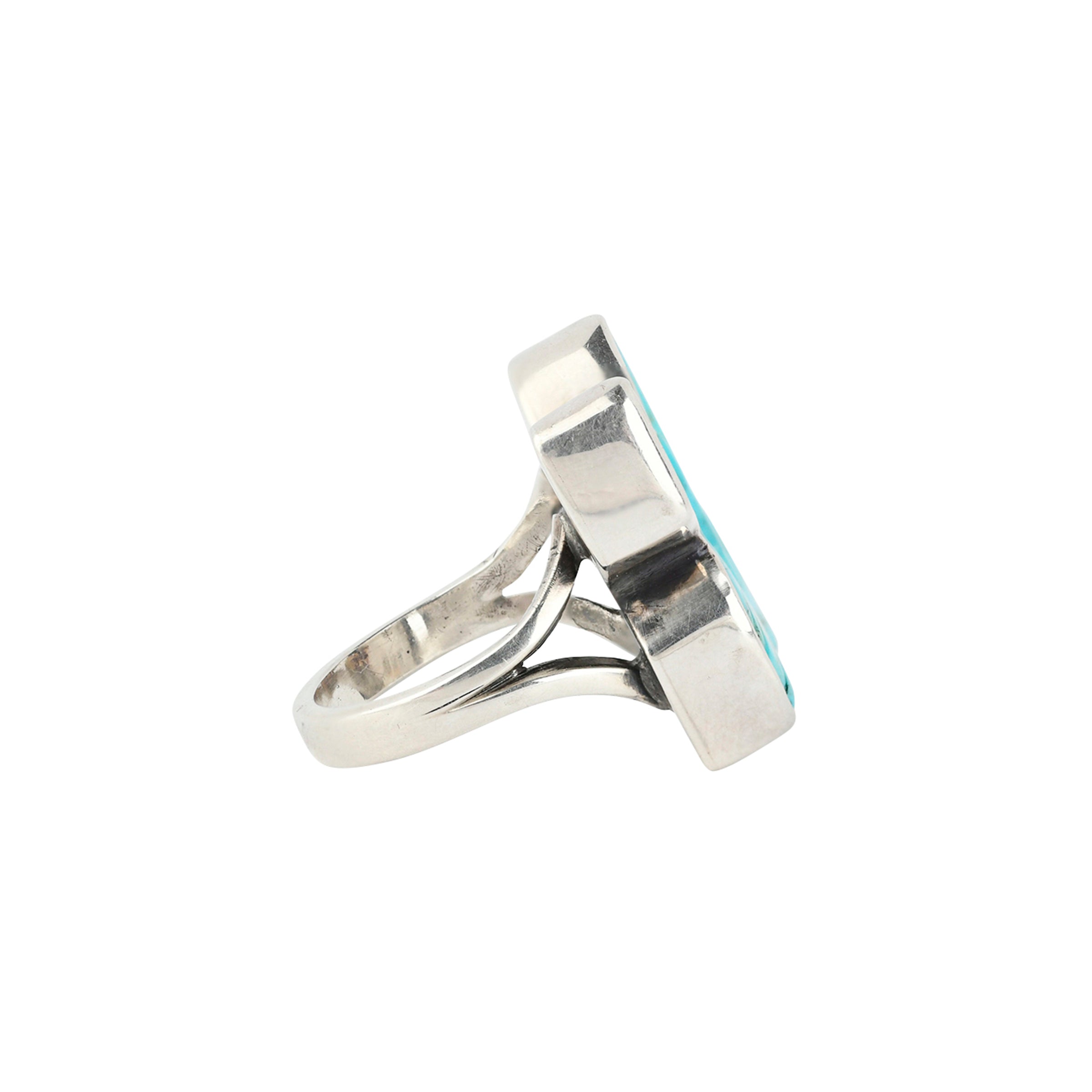 A beautifully carved butterfly in Blue Turquoise set in Sterling Silver. A ring made to be loved everyday.