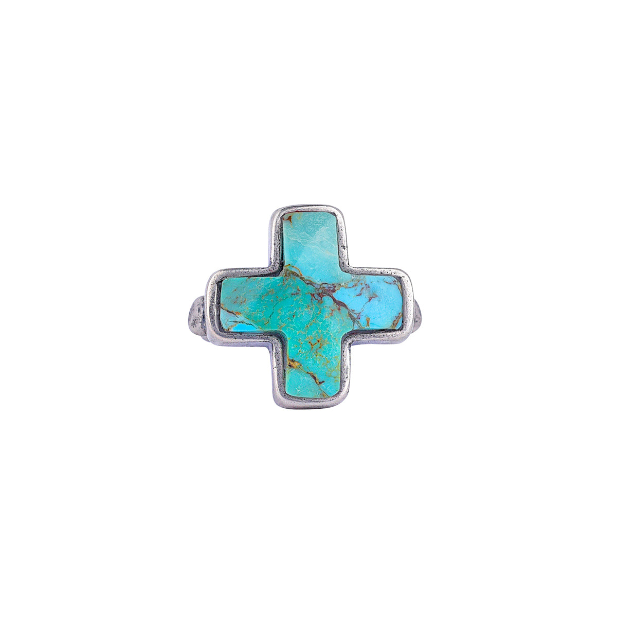 Sterling silver and turquoise cross ring