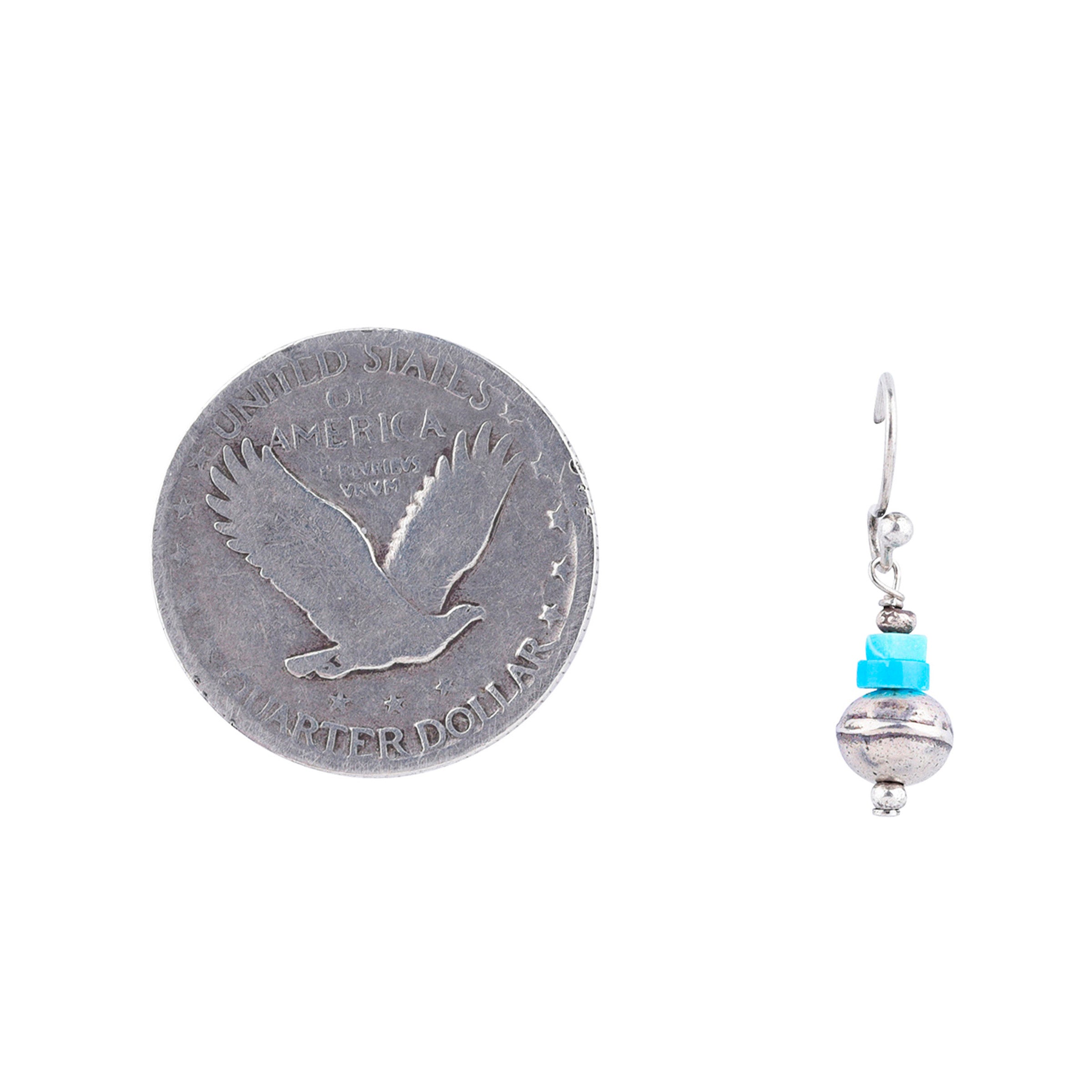 Simple and Southwestern Turquoise and Sterling Silver Beaded Earrings 