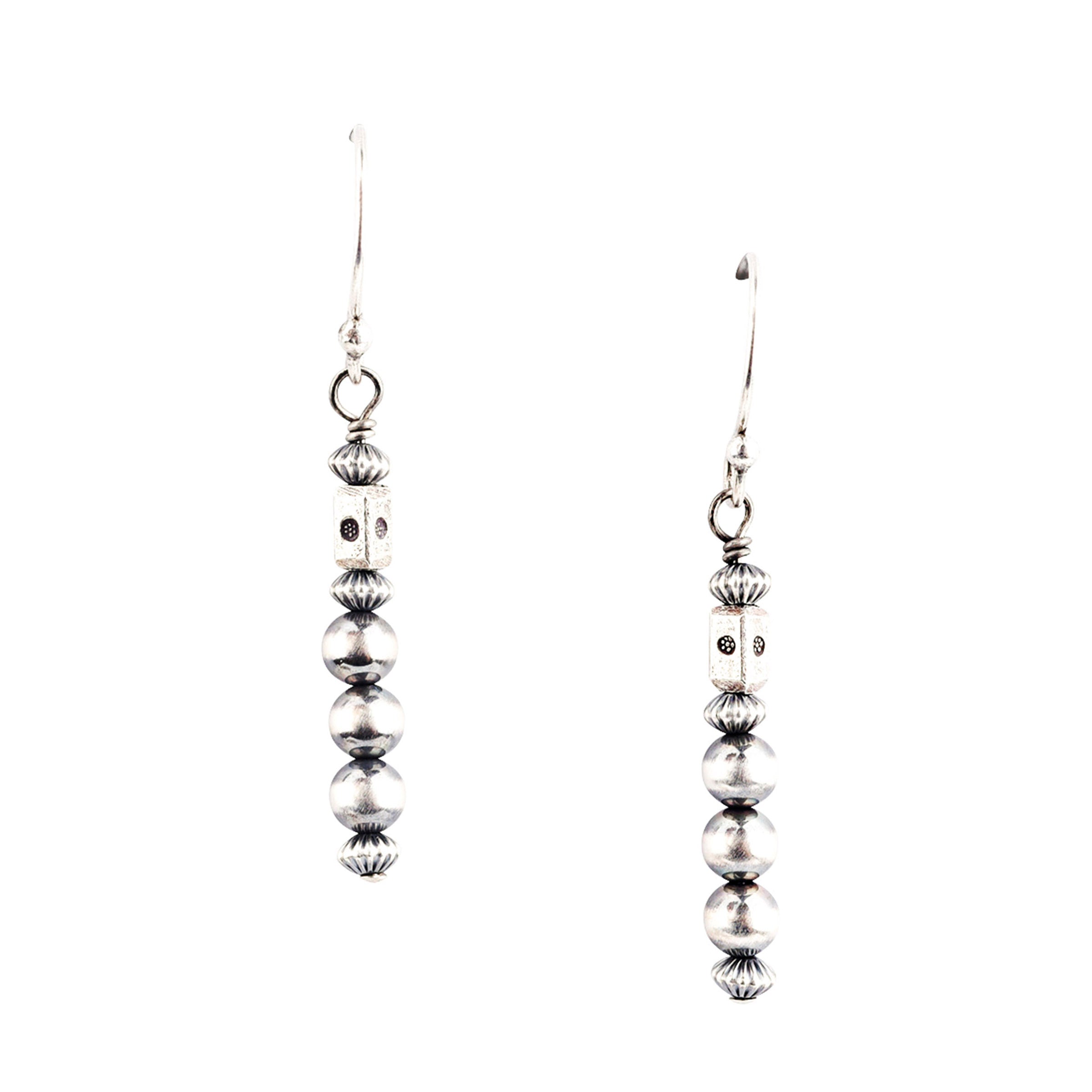 Brighton Silver Scrollwork Ivory Pearl Beaded Earrings – Signature Silver Plated French Wire Dangles