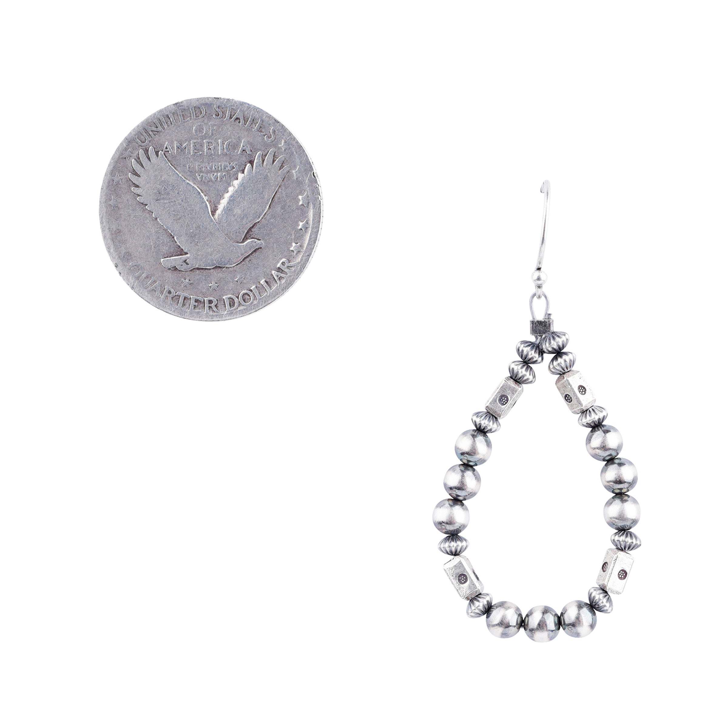 Our O'Keeffe Earrings are adorned with desert pearls, sterling silver embellishments, and your choice of coral, pearl, or turquoise beading, or stick with just sterling silver!