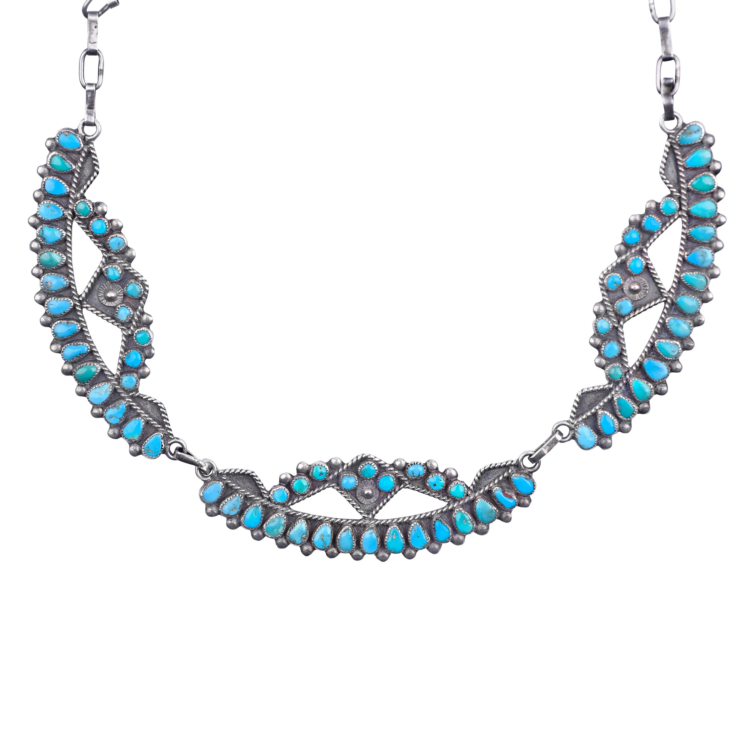 Vintage Zuni Blue Gem Necklace, c. 1940's