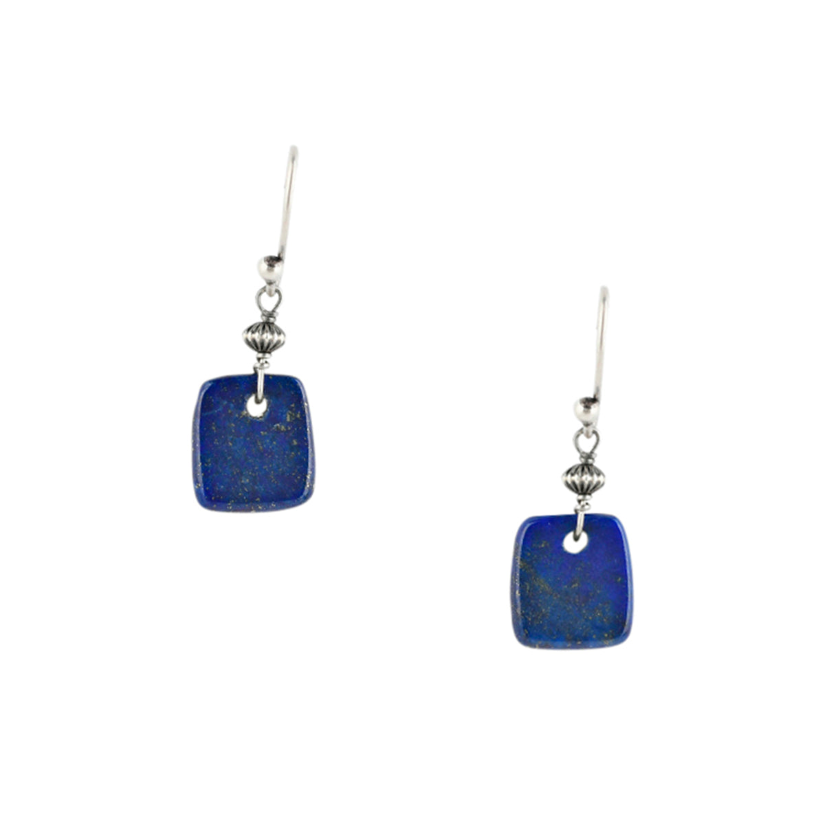 Square Tab Stone Earrings with Sterling Silver Bead Earrings 