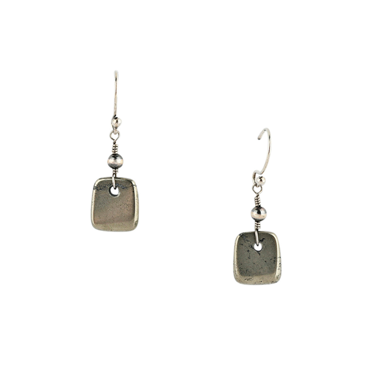 Square Tab Stone Earrings with Sterling Silver Bead Earrings 