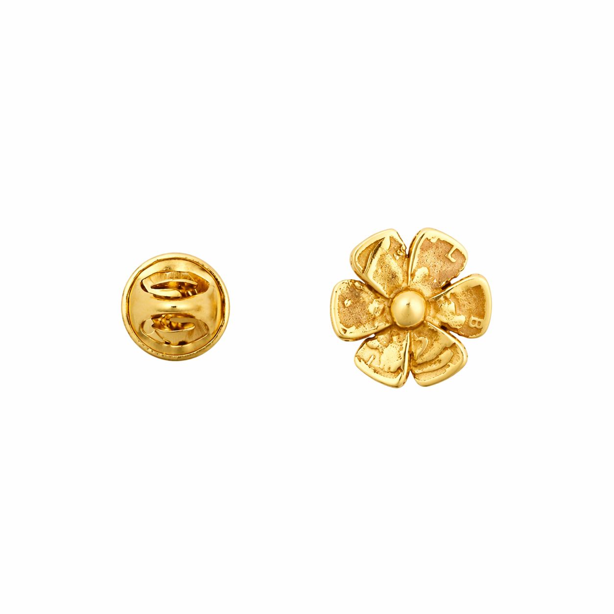 Vintage inspired, 14K Gold Plated flower pin featuring a design of a Liberty coin.