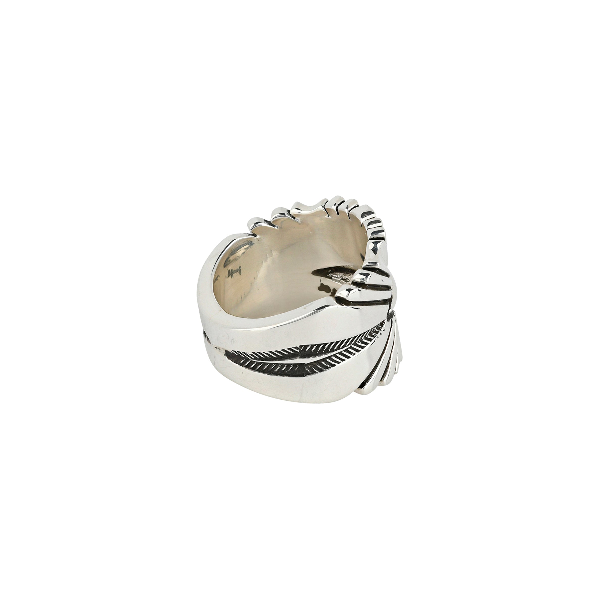 Sterling Silver statement men's ring featuring a sleek diamond as the centerpiece with radiant beams