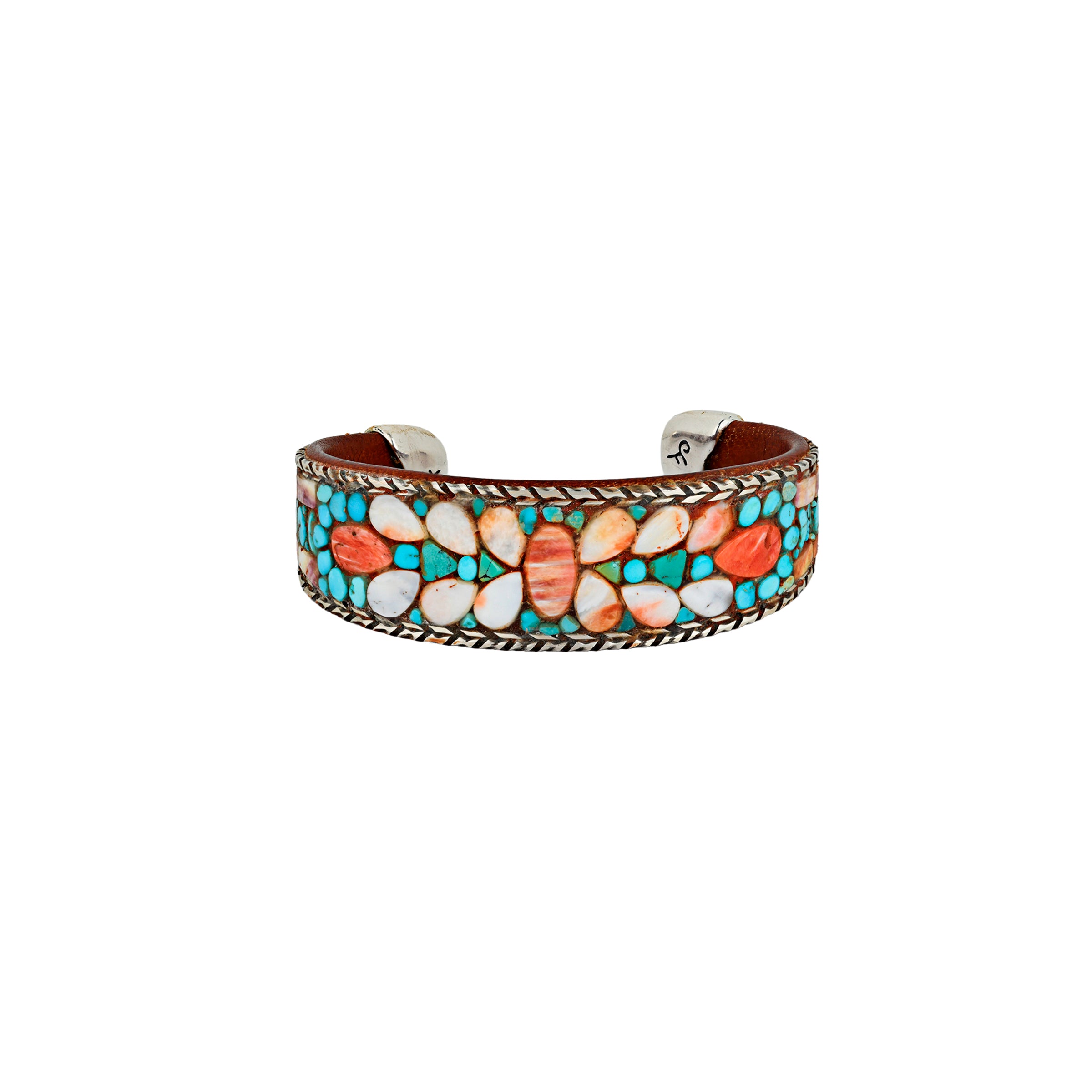 Charlie Favour spiny oyster and blue turquoise handmade inlay cuff