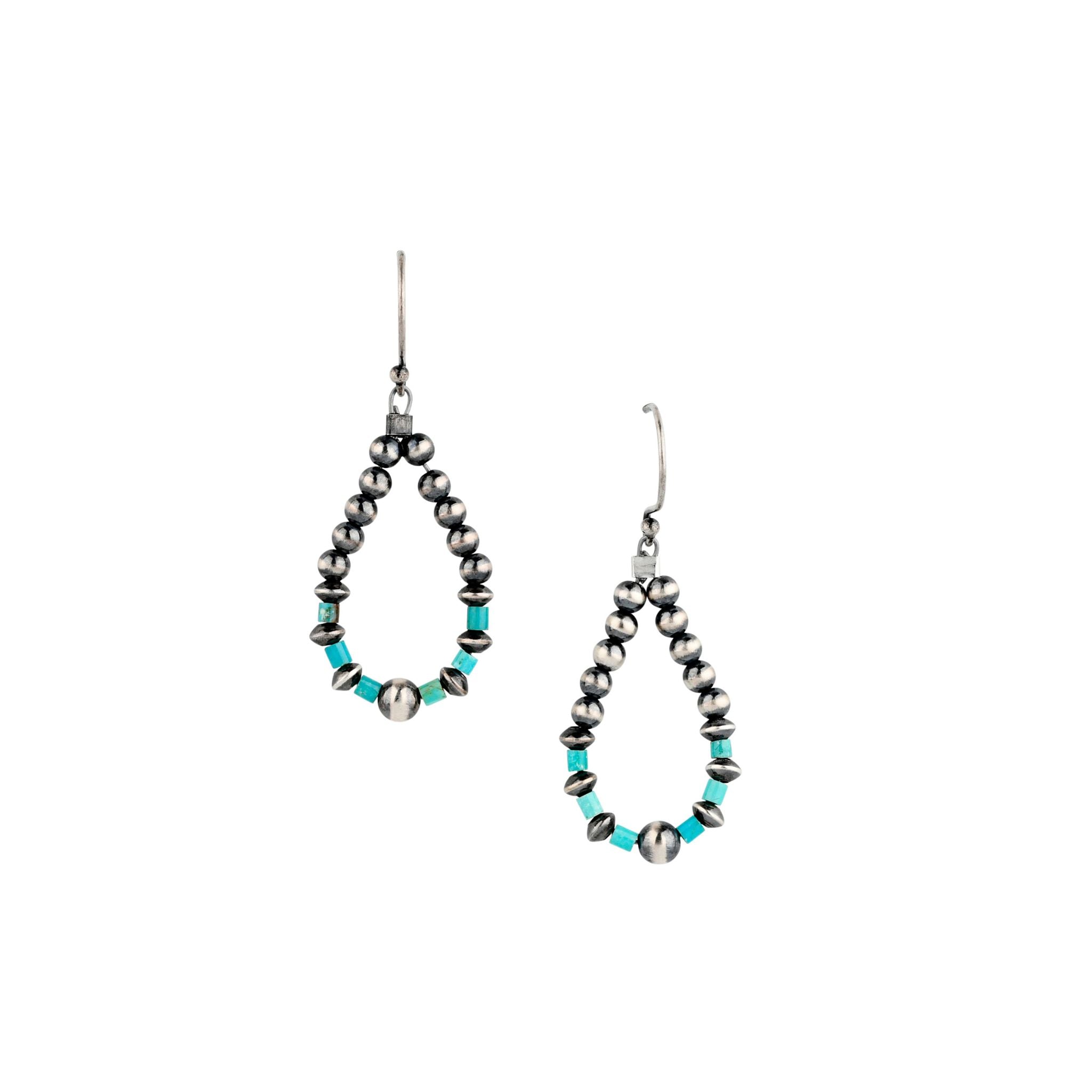 Hand strung desert pearl hoop with turquoise beads