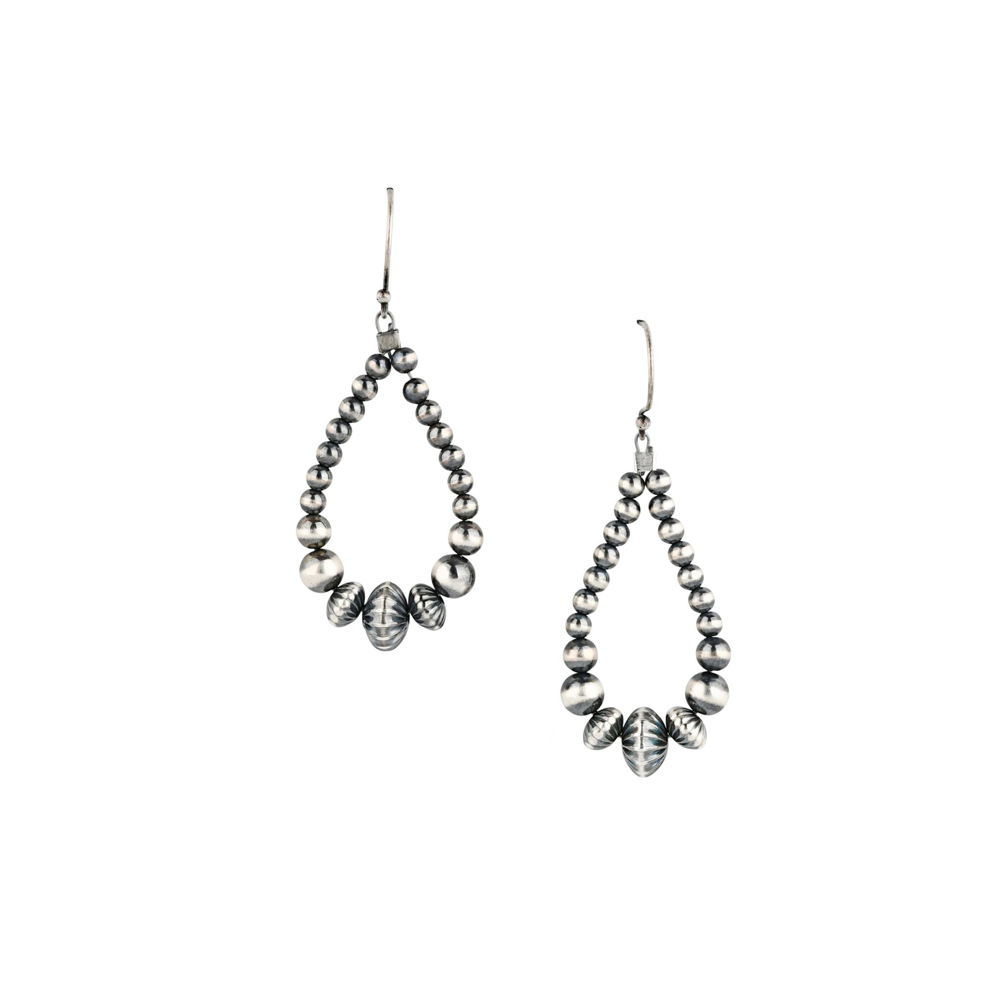Hand strung assorted desert pearl hoop earrings