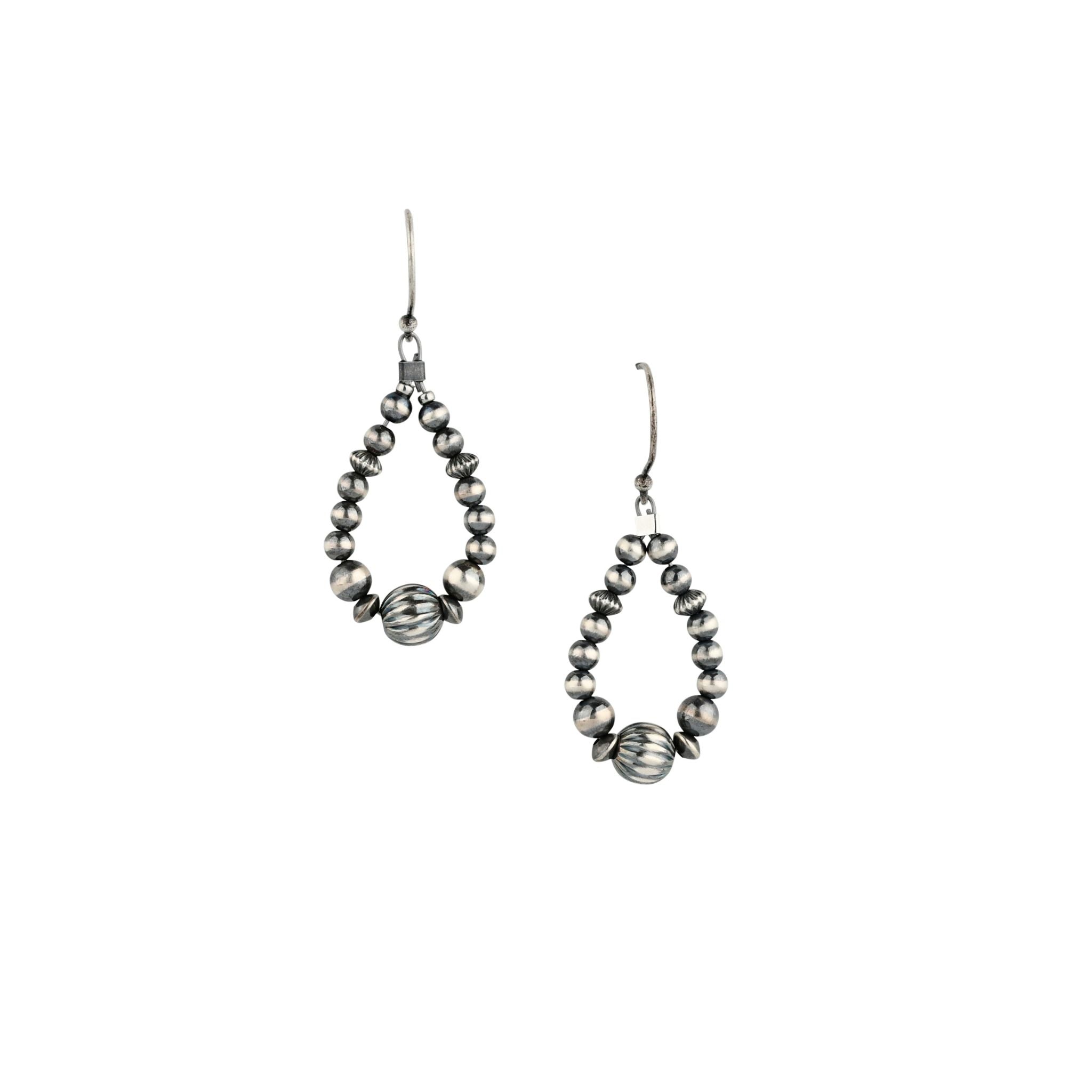 Hand-strung desert pearl hoop earrings
