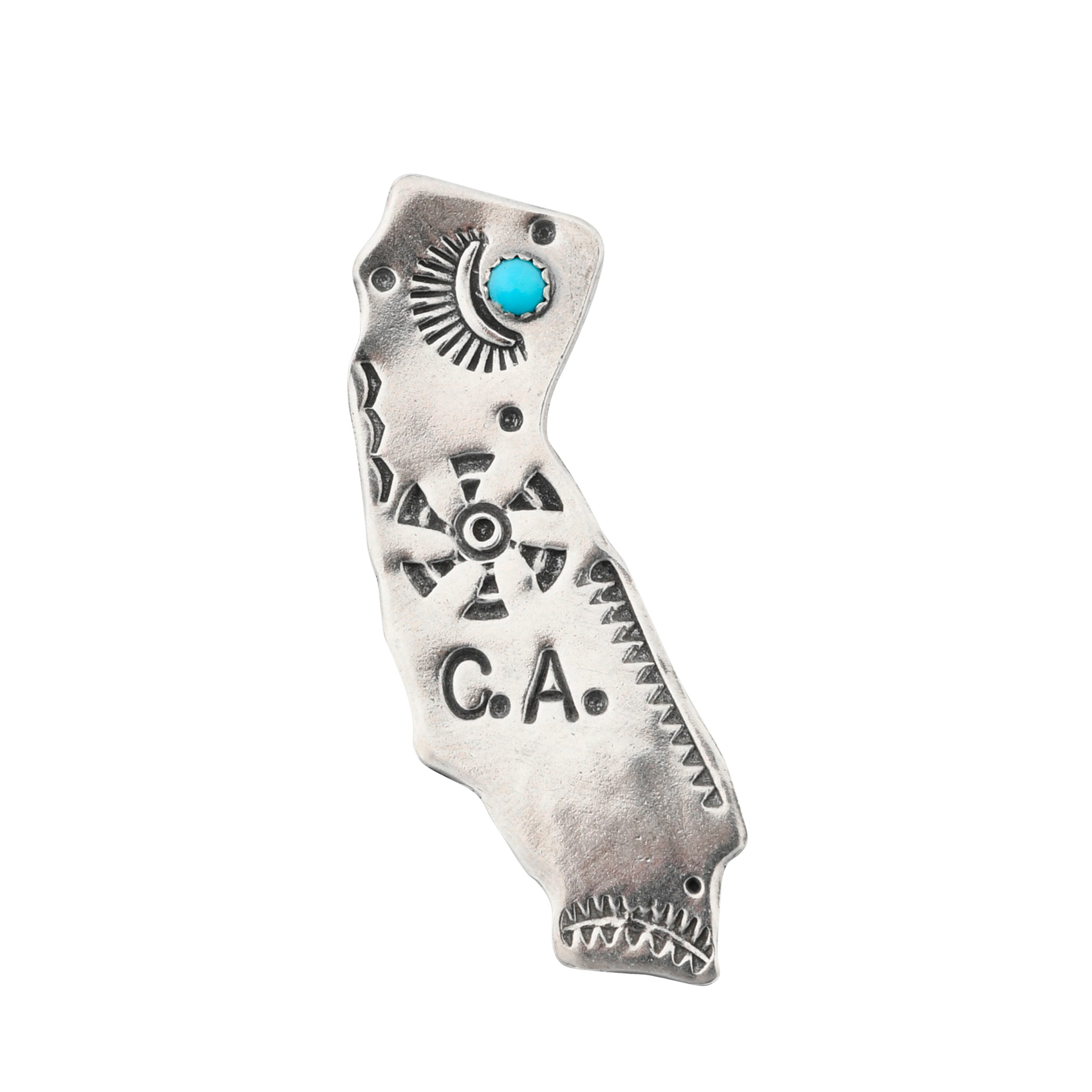 joe eby sterling silver california pin with turquoise 