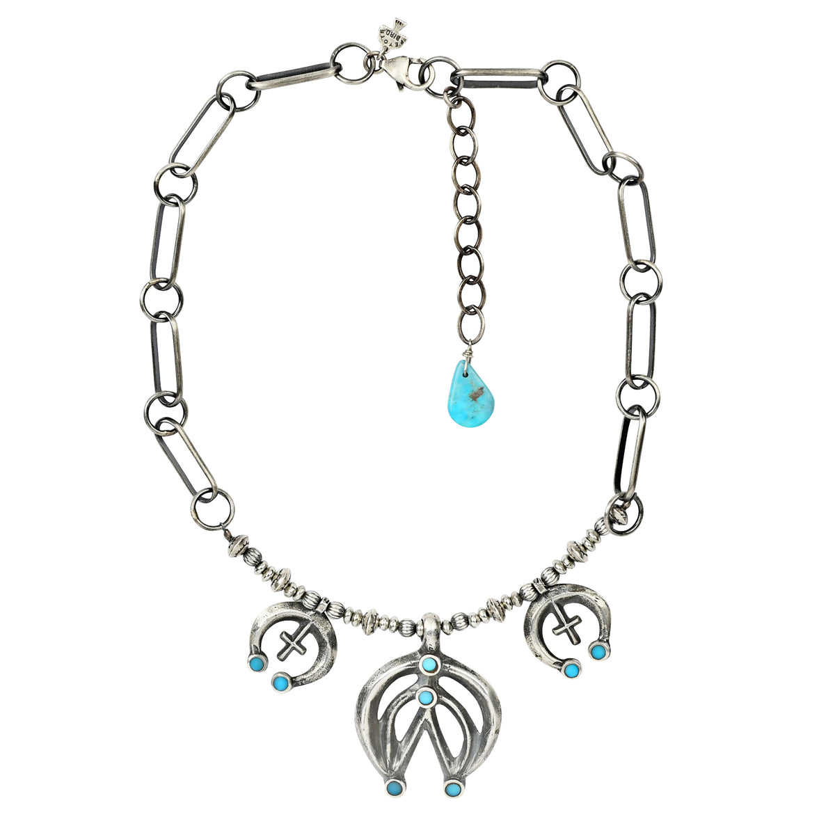 peyote bird hand made sterling silver necklace with squash pendants