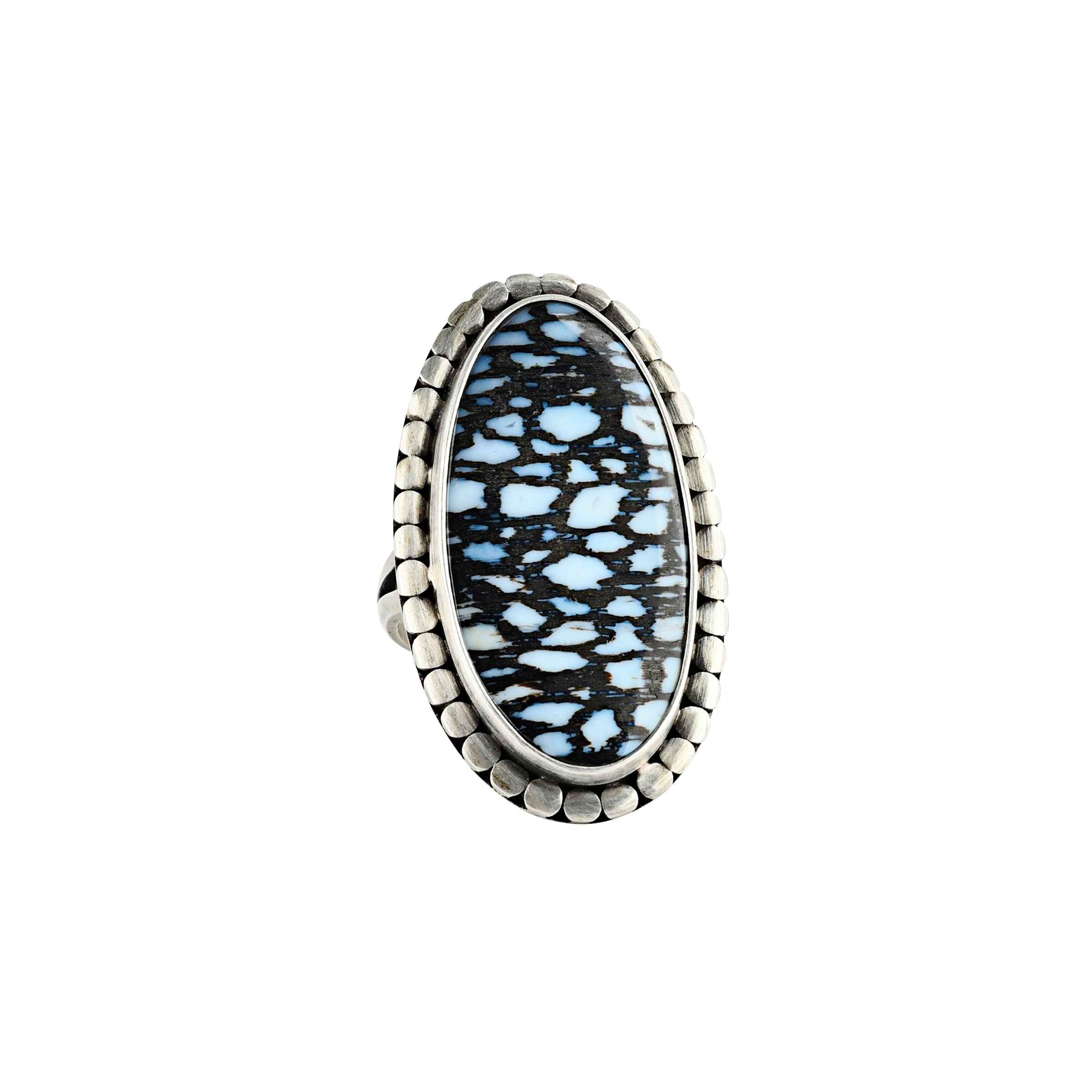 peyote bird handmade spiderweb turquoise ring on sterling silver