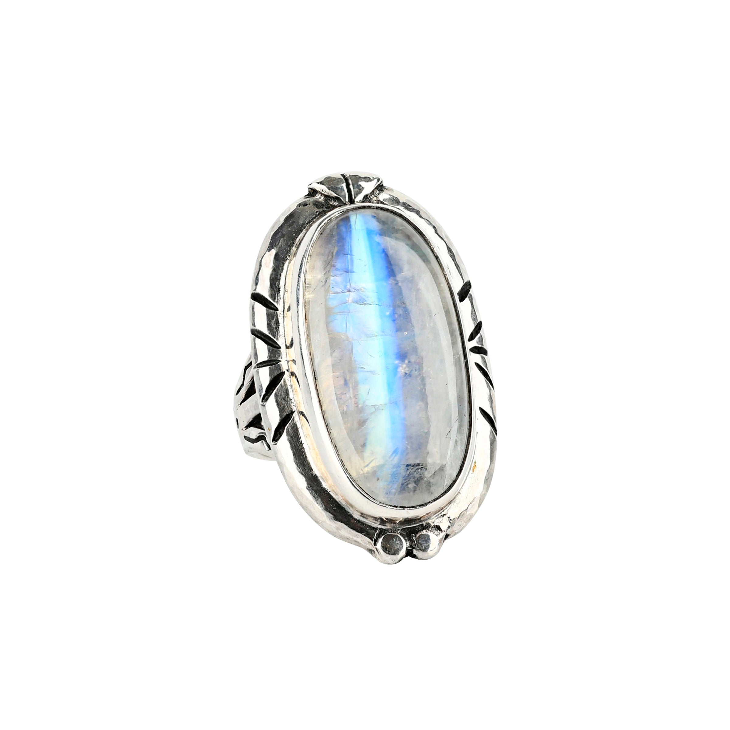 peyote bird moonstone ring on sterling silver