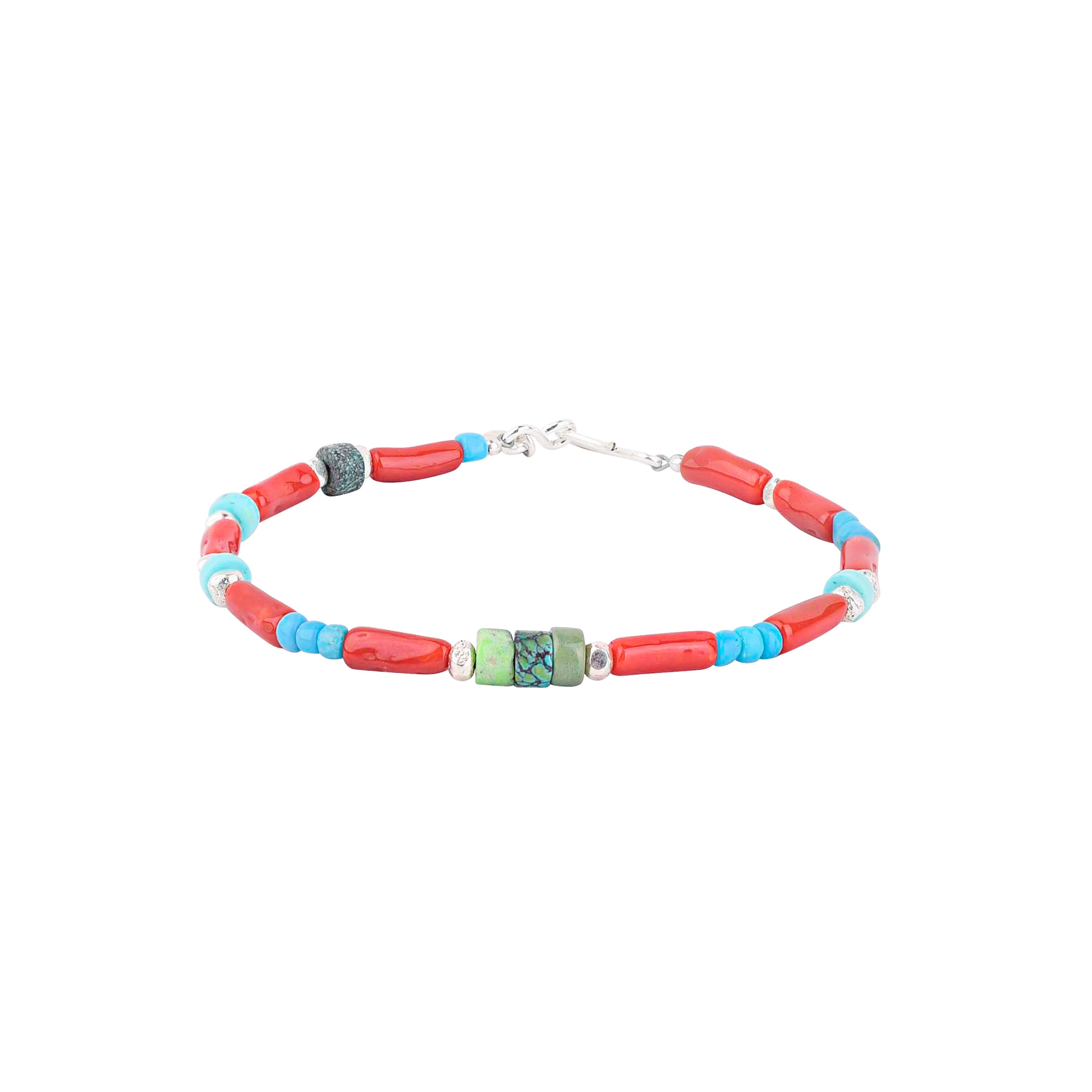 Red Coral and Turquoise Bracelet