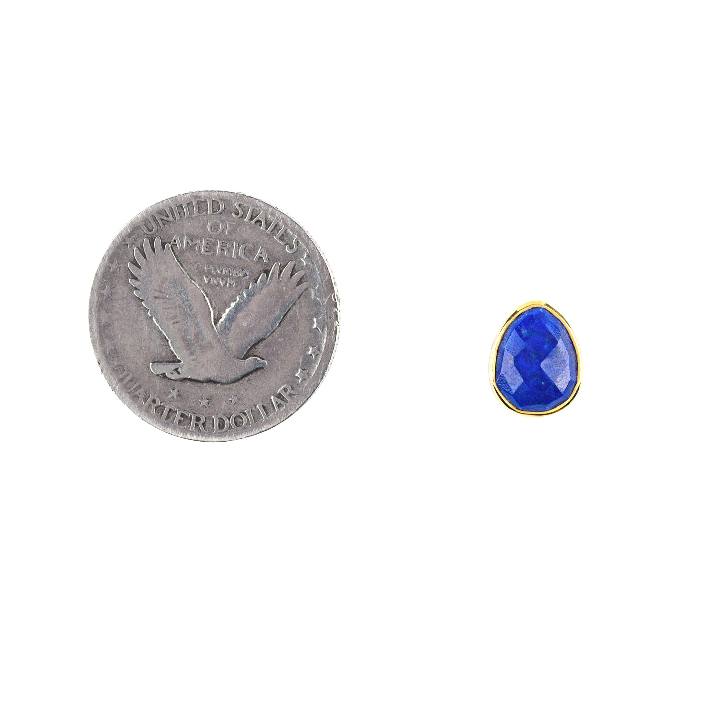 14K Gold fill post earrings with teardrop shaped lapis stones.