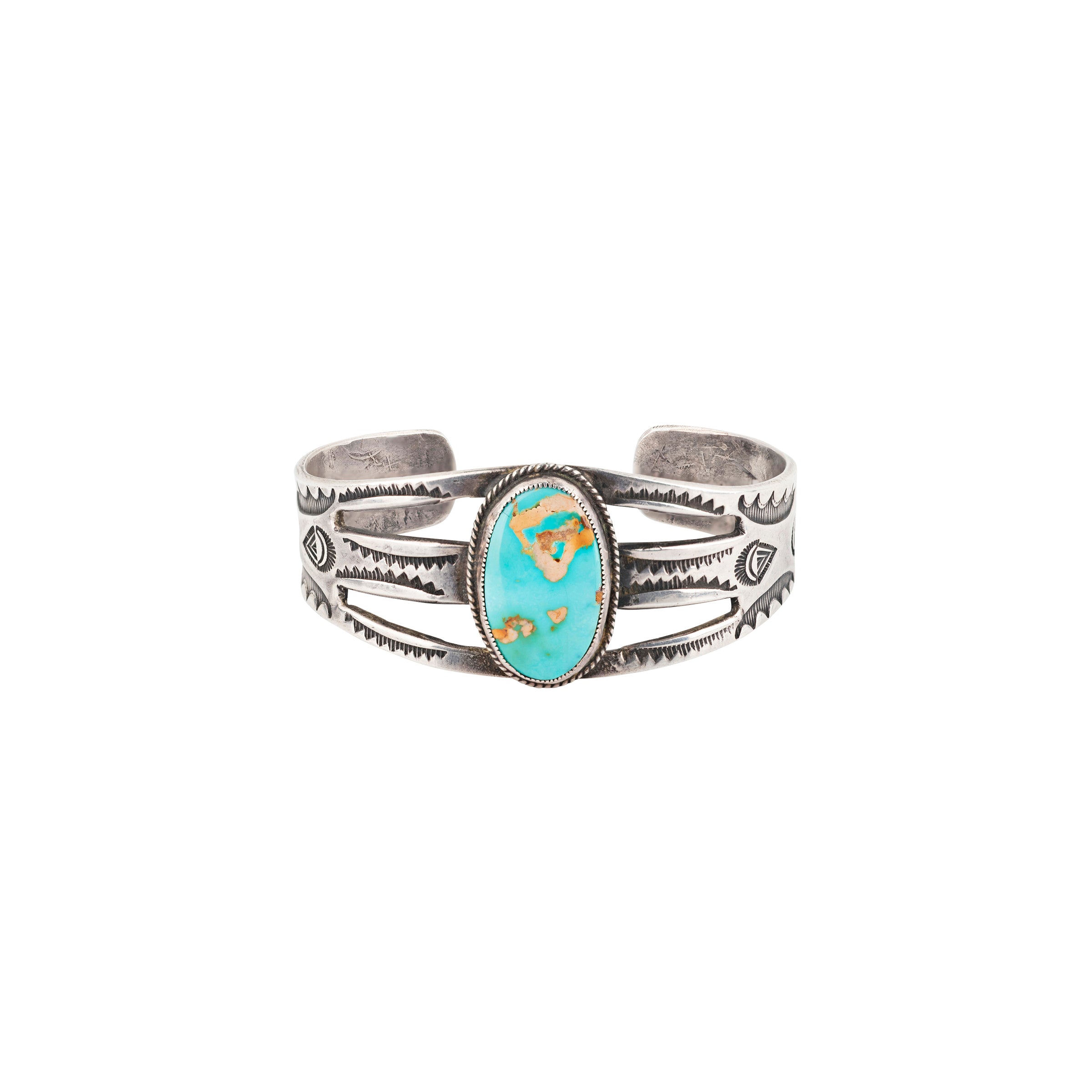 Vintage, blue gem turquoise, native, split shank, sterling silver, cuff, bracelet