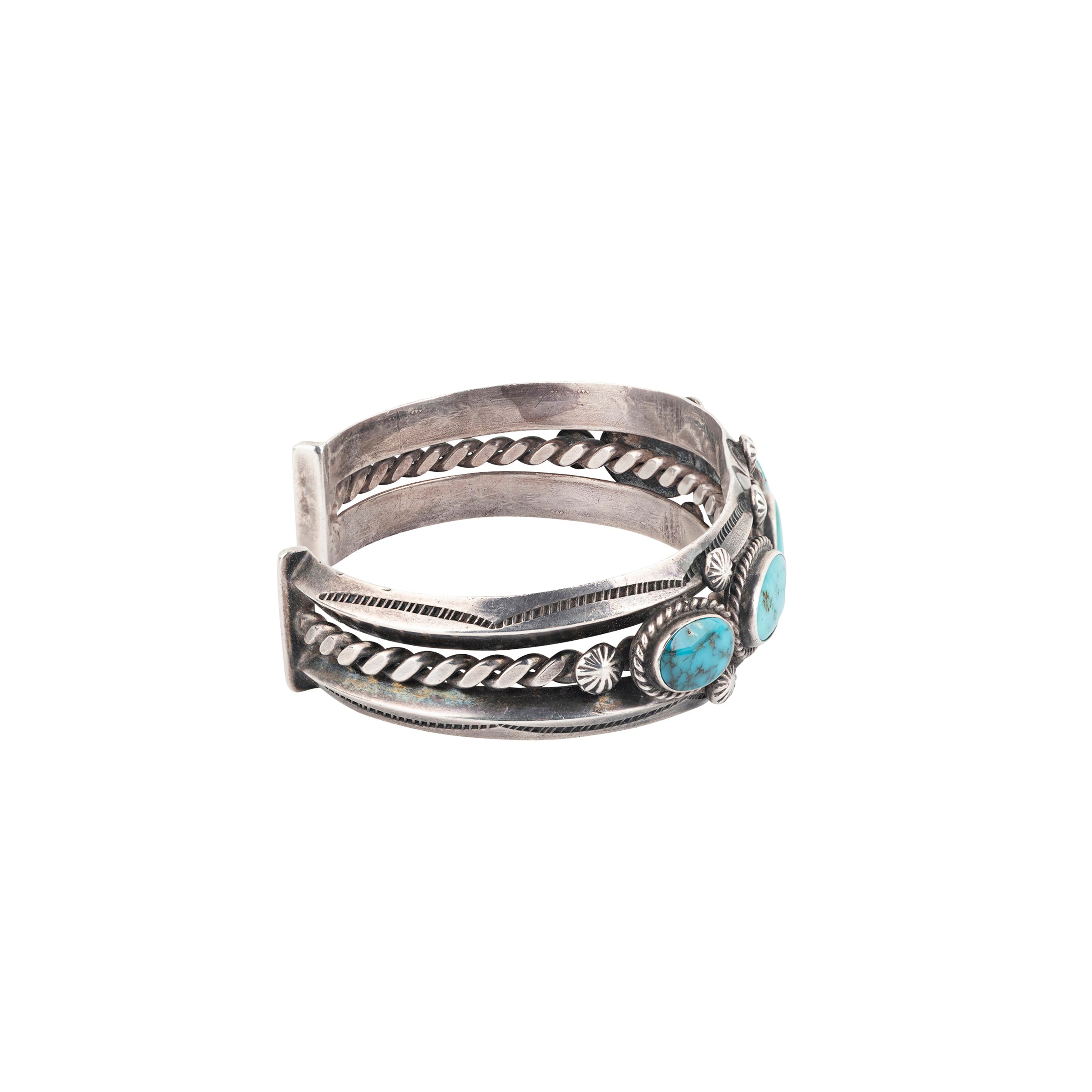 Vintage, cuff, bracelet, Nevada turquoise, sterling silver, native