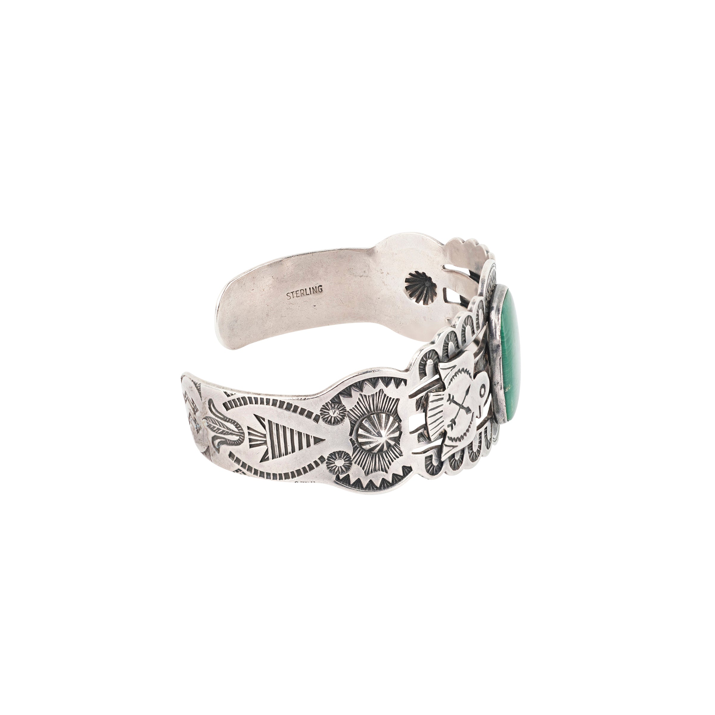 Vintage, cuff, bracelet, Cerillos turquoise, native, sterling silver, thunderbird, Navajo