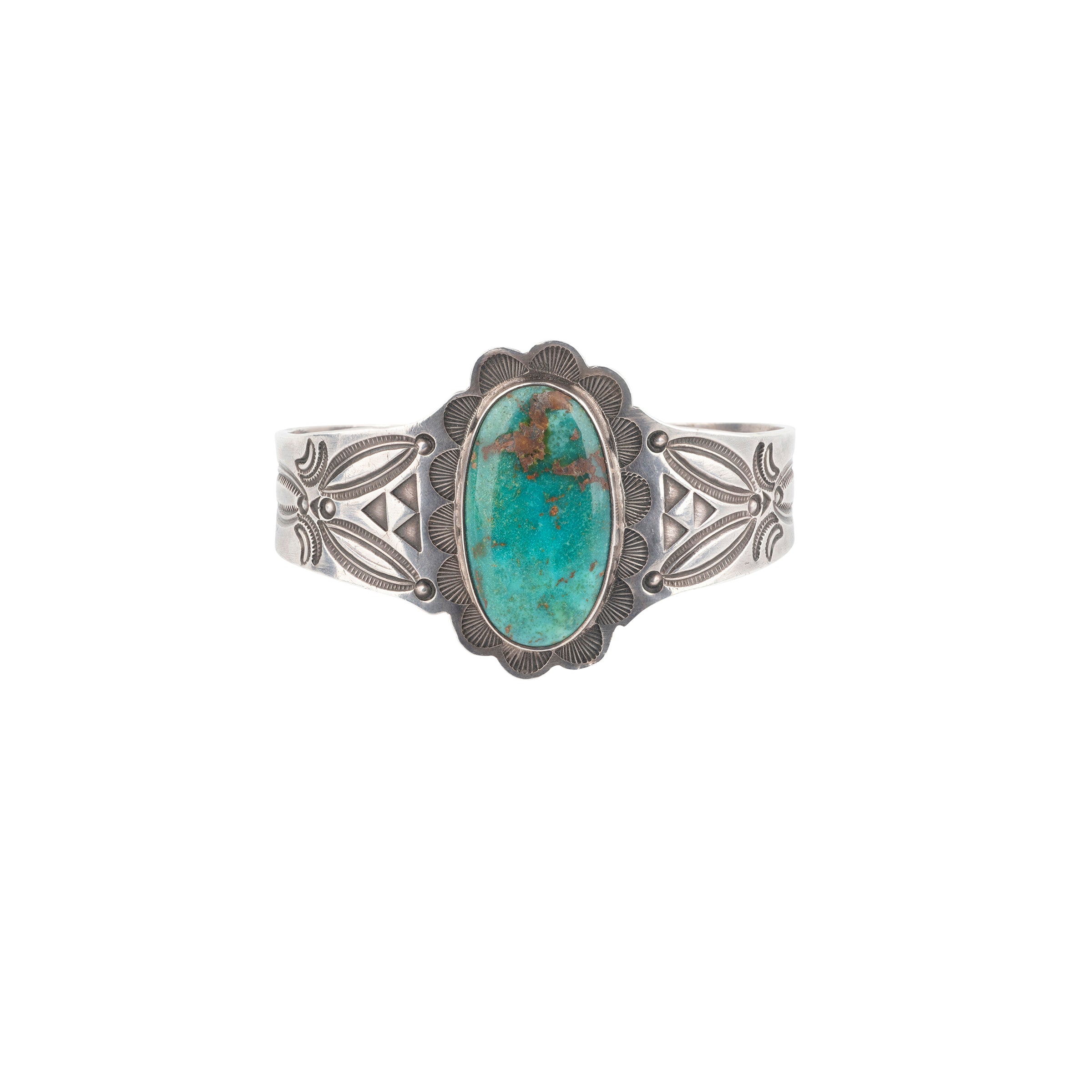 Vintage, cuff, bracelet, Royston turquoise, coin silver, native, Navajo