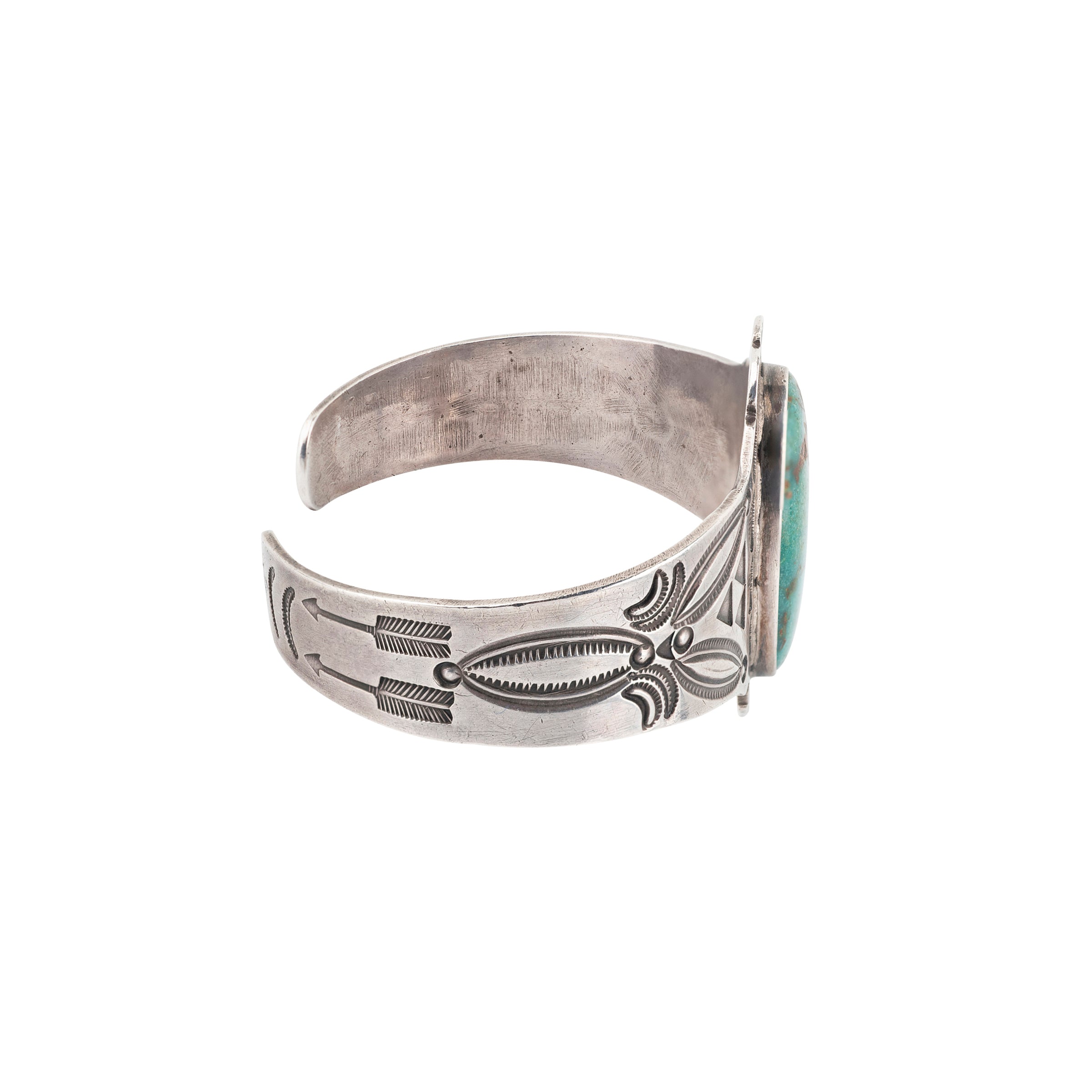 Vintage, cuff, bracelet, Royston turquoise, coin silver, native, Navajo