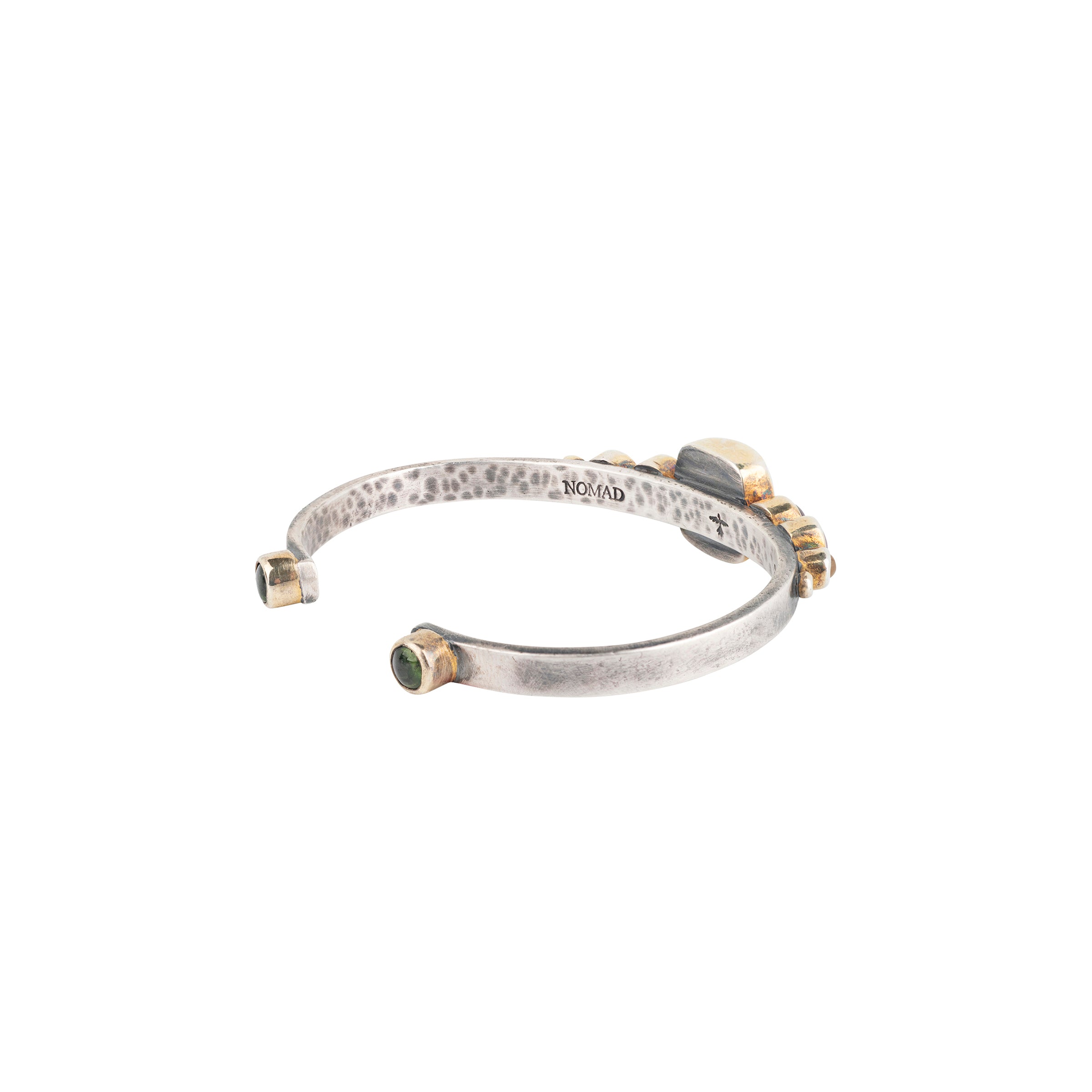 Nomad, cuff, tourmaline, Dark Crystal, 14K gold plate, sterling silver