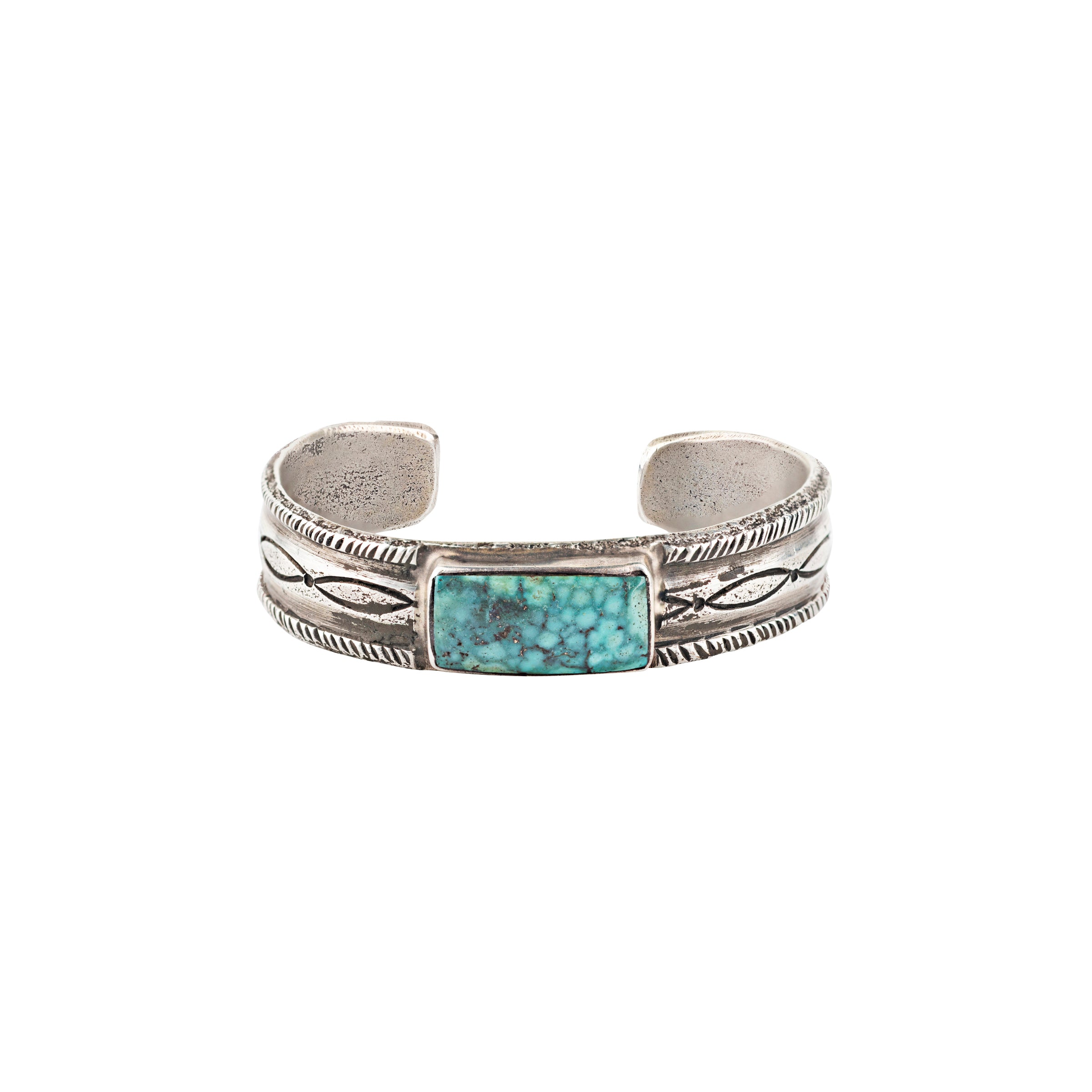 Artisan, cuff, bracelet, coin silver, turquoise, made in the USA 