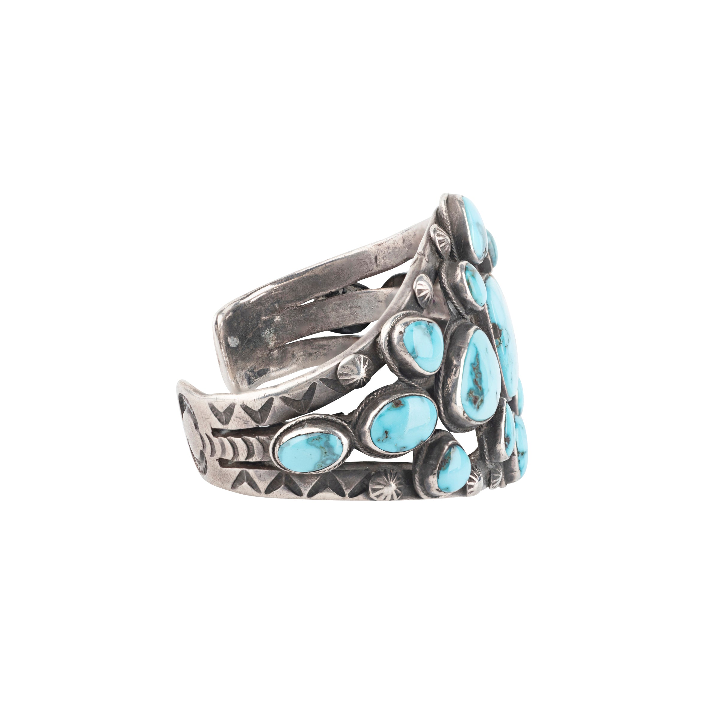 Vintage, cuff, Morenci turquoise, silver, bracelet, Navajo, native, classic