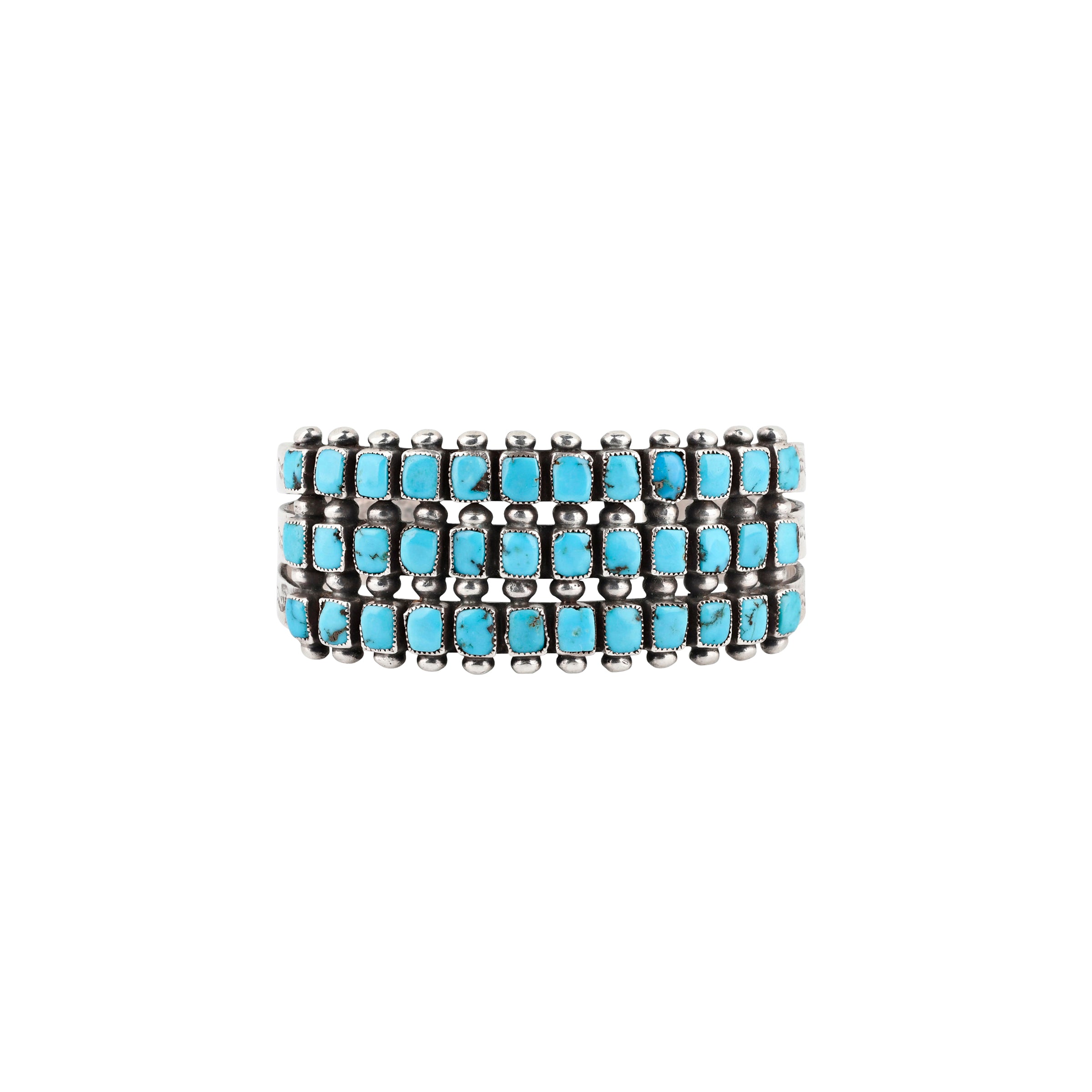 Vintage Zuni Rio Grande Cuff (c.1960's), natural Morenci turquoise, sterling silver, native, made in USA, accessory, hand cut, wild west