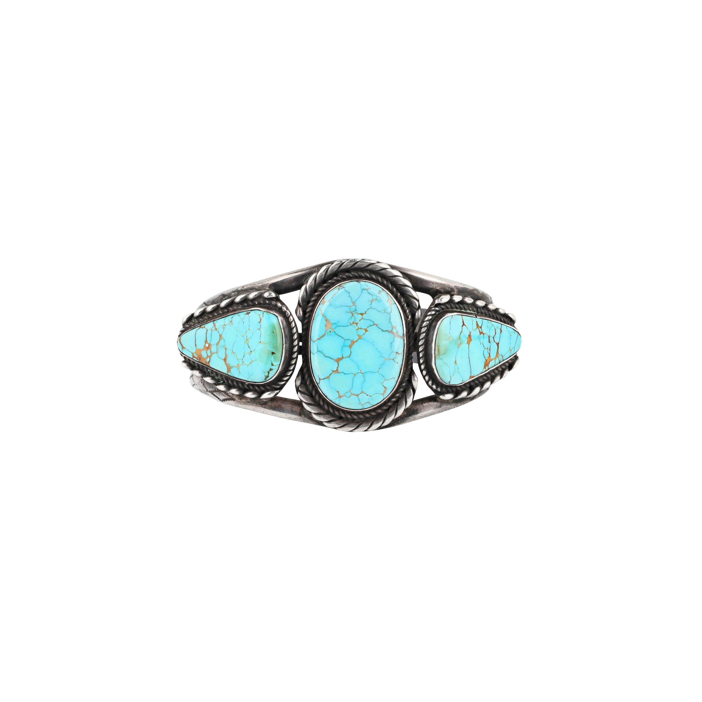 Rare Vintage Navajo #8 Turquoise Cuff (c.1930's), sterling silver, native, made in USA, statement piece