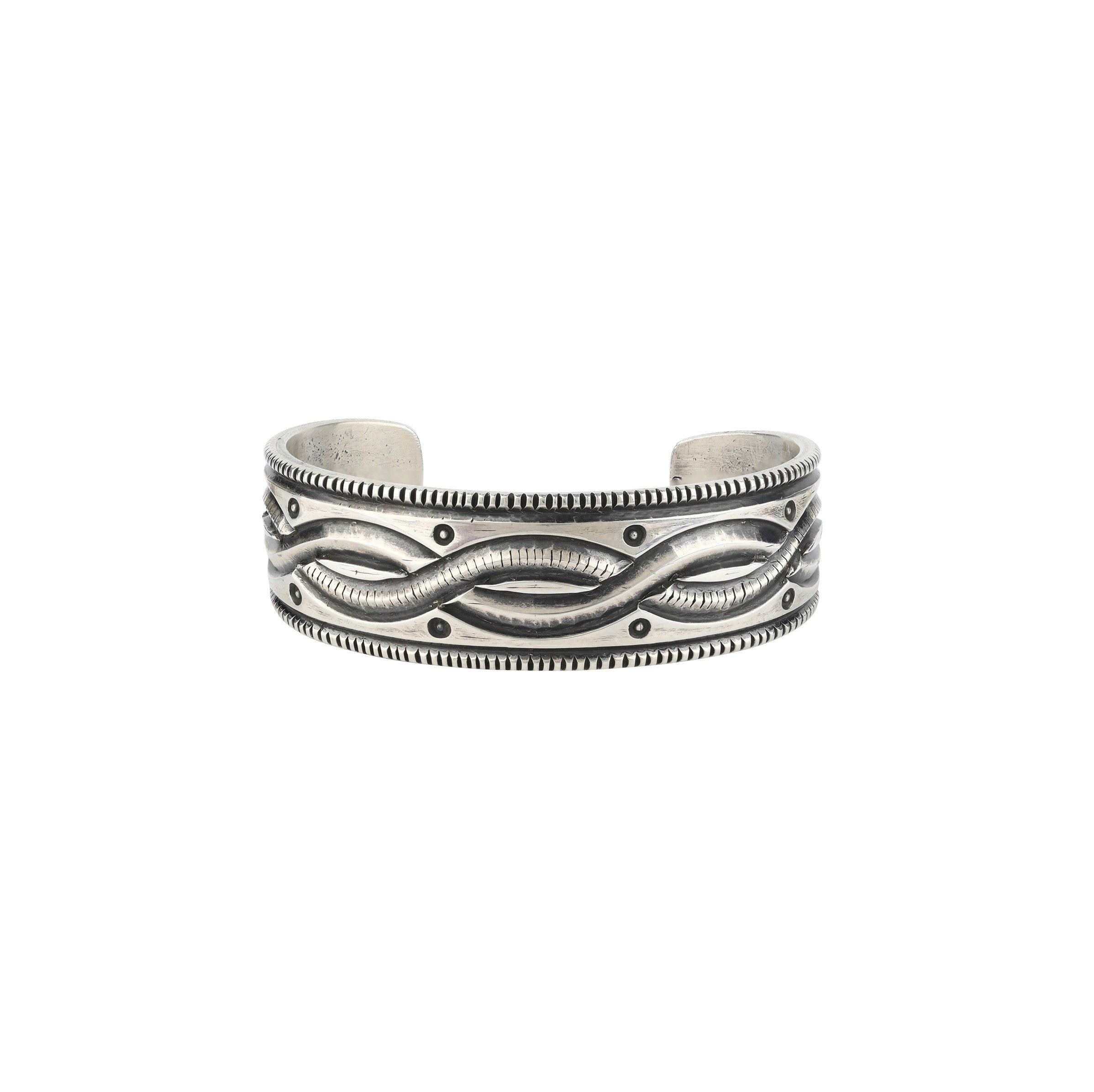 Harrison Jim Silver Serpents Cuff, native, Navajo, artisan, made in USA, wild west, sterling silver, accessory