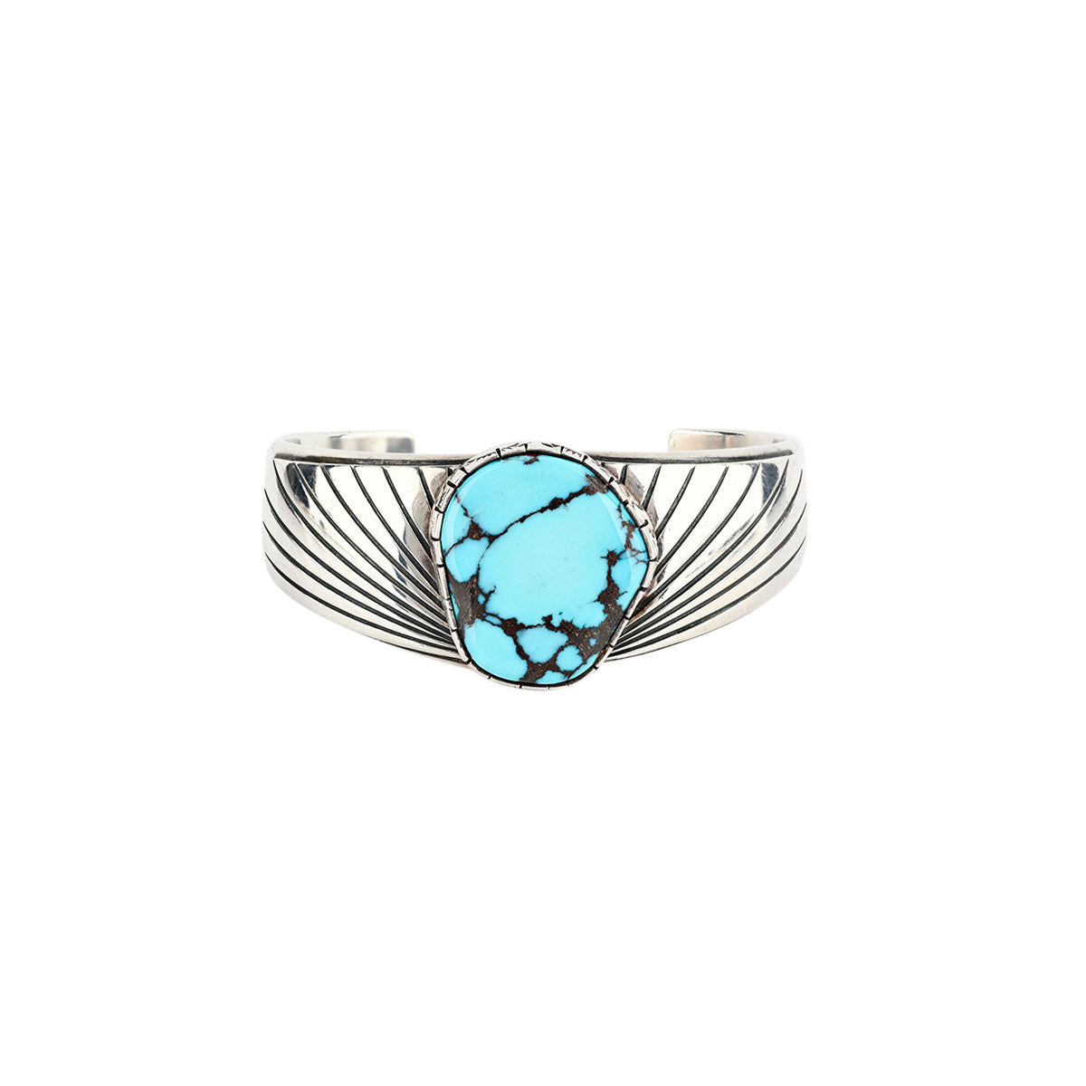 A classic cuff by Wilson Padilla featuring a Lone Mountain Blue Turquoise set in Sterling Silver