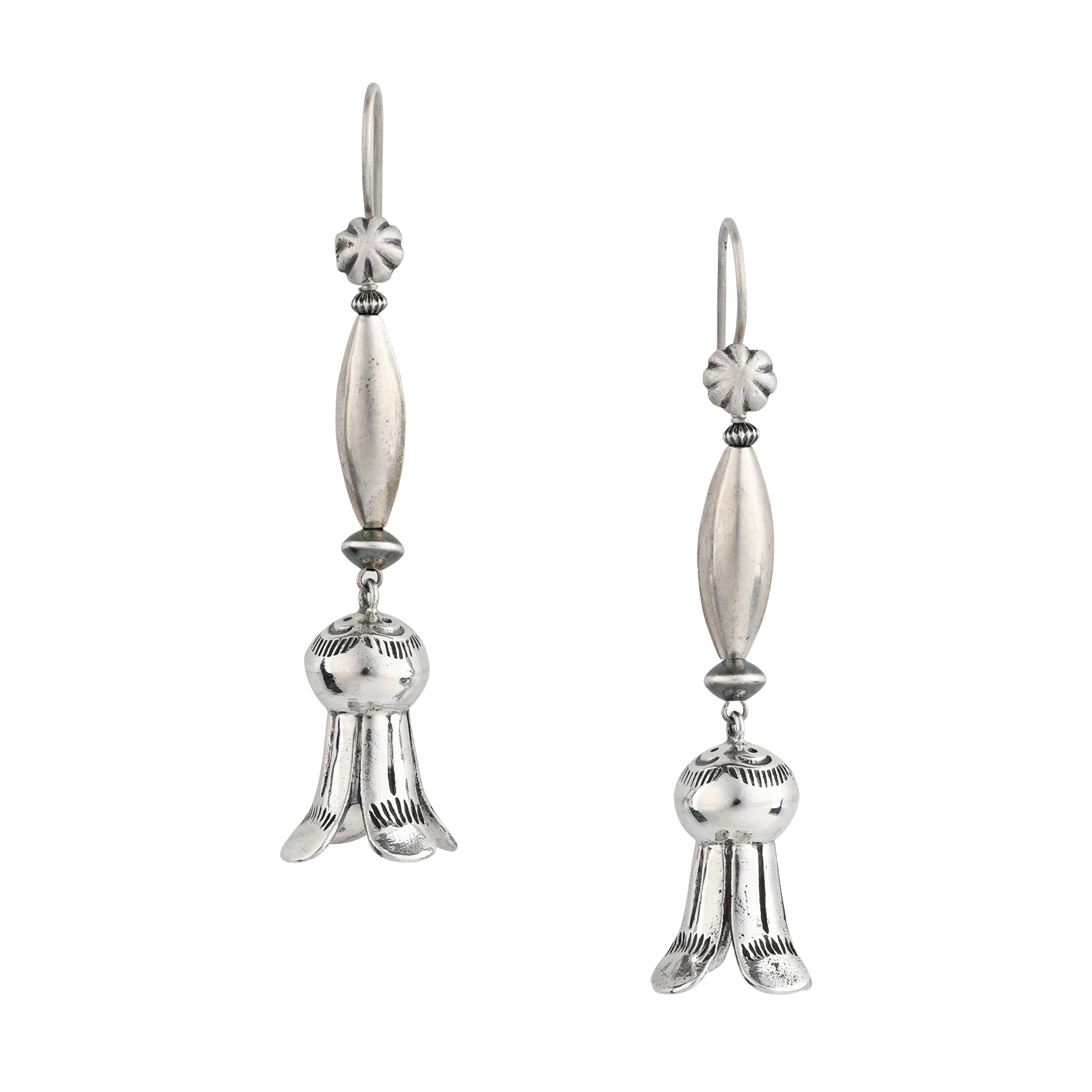 Revival Trail Blossom Earrings, sterling silver, dangle earrings, mix of vintage and new material