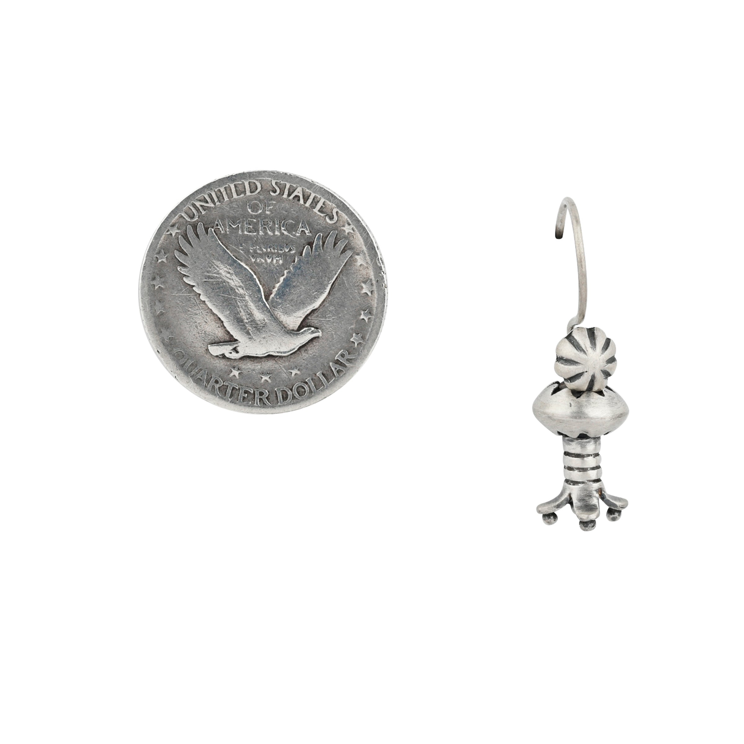 A pair of mini Sterling Silver blossom dangle earrings topped with concho-style ear wires