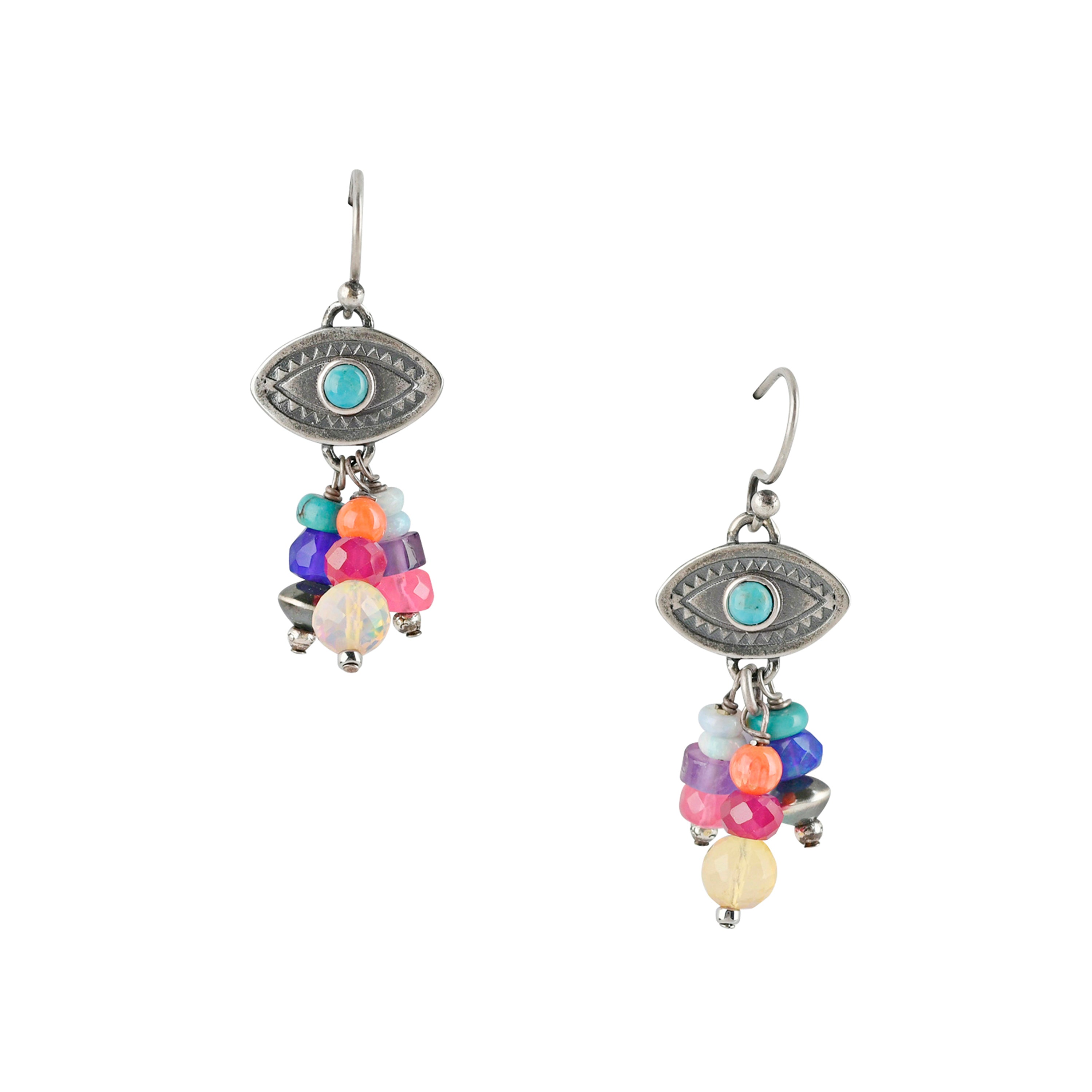 Third Eye and opal dangle earrings 