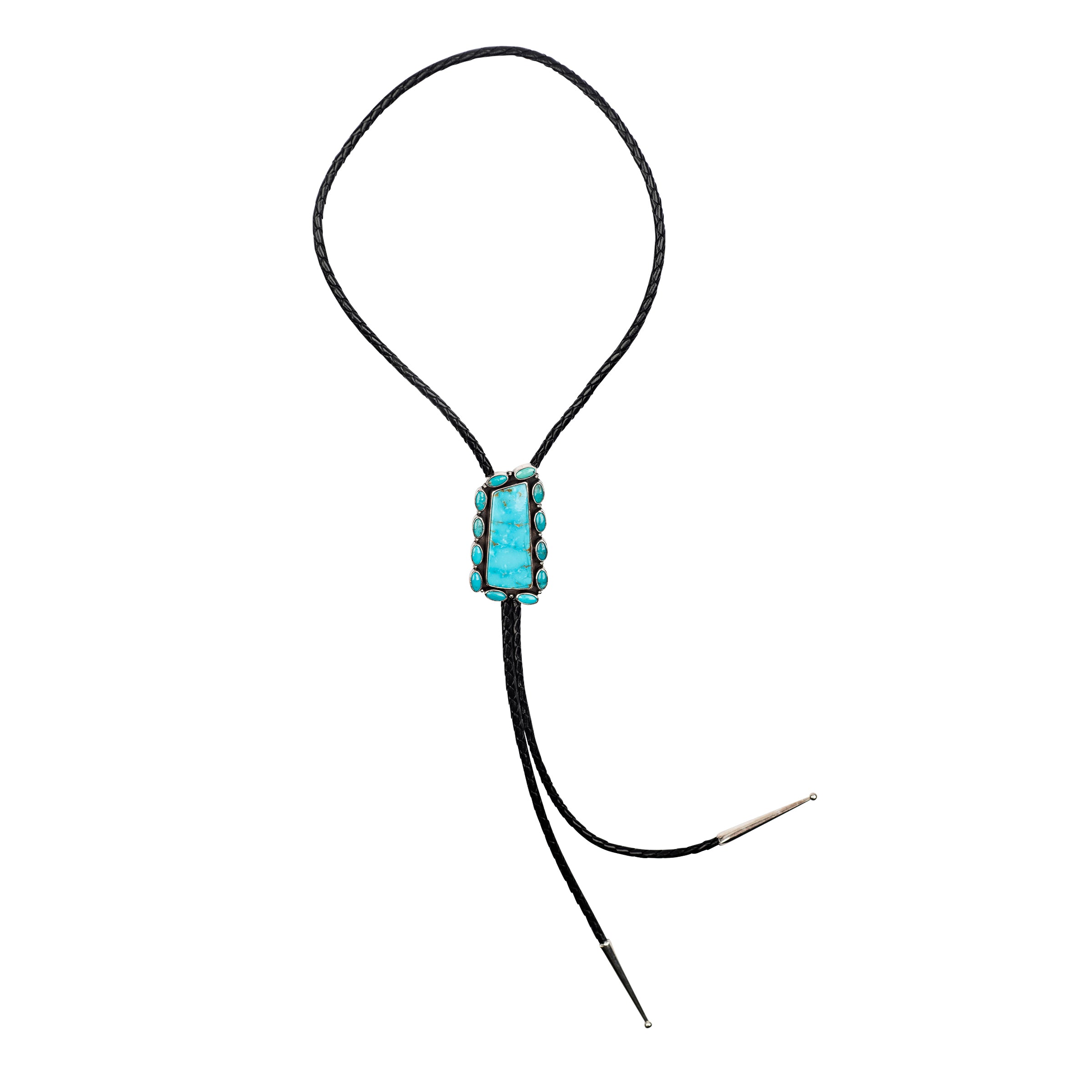 Nomad, bolo, tie, Kingman turquoise, sterling silver, Italian leather, accessory, men's, women's, unisex